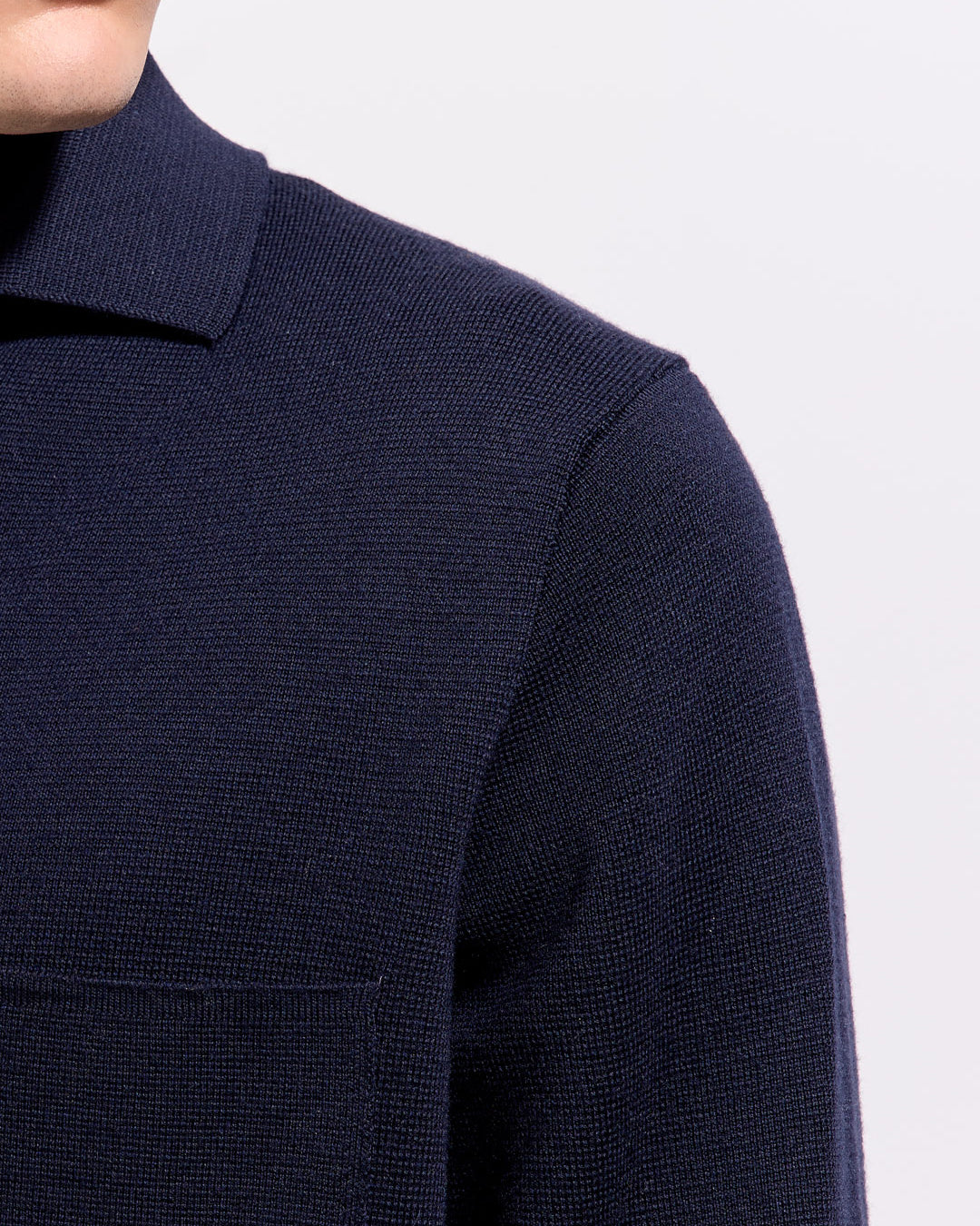 Overshirt punto milano lana merino blu navy