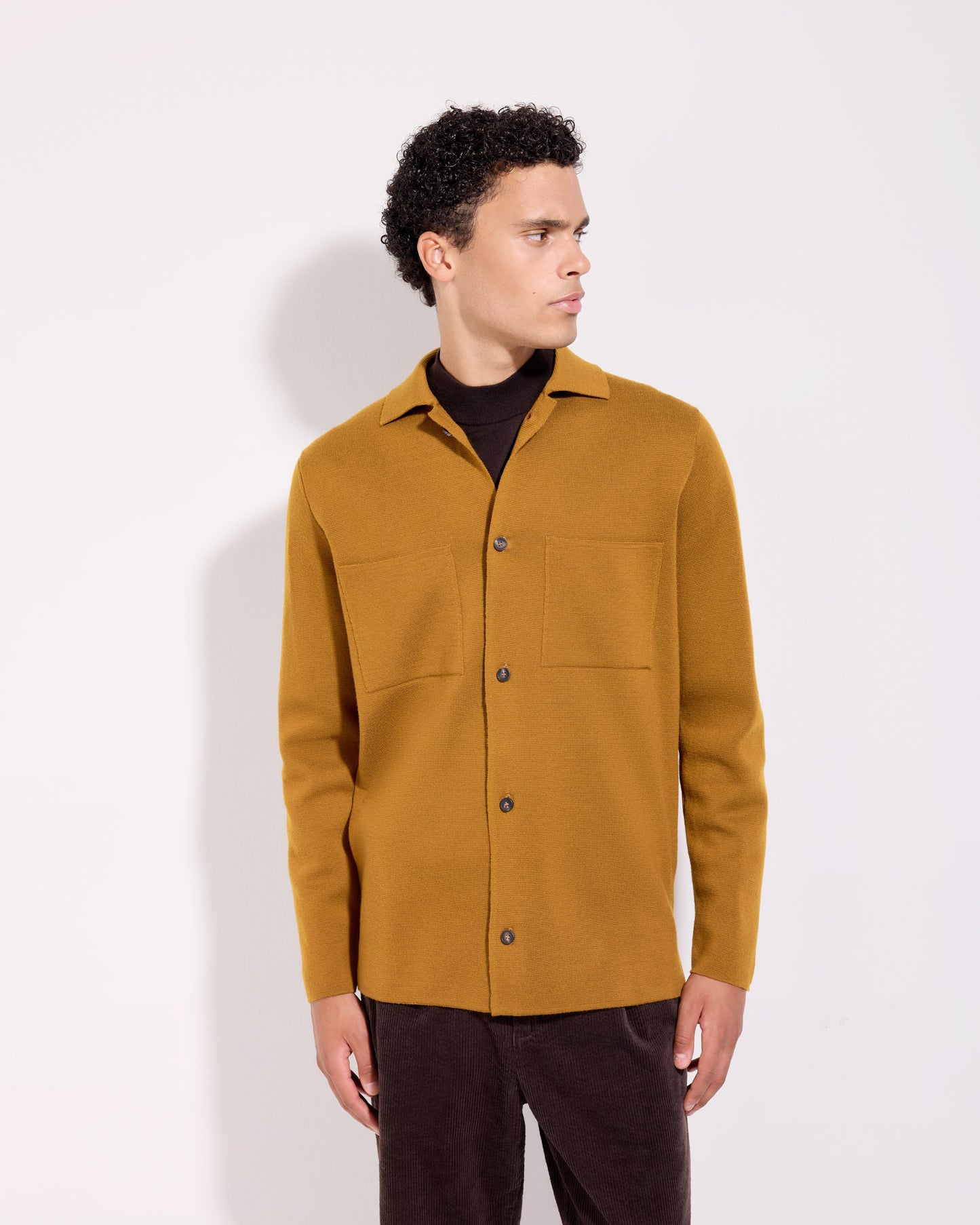 Overshirt punto milano lana merino cannella