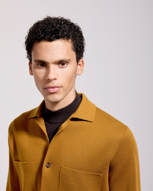 Overshirt punto milano lana merino cannella