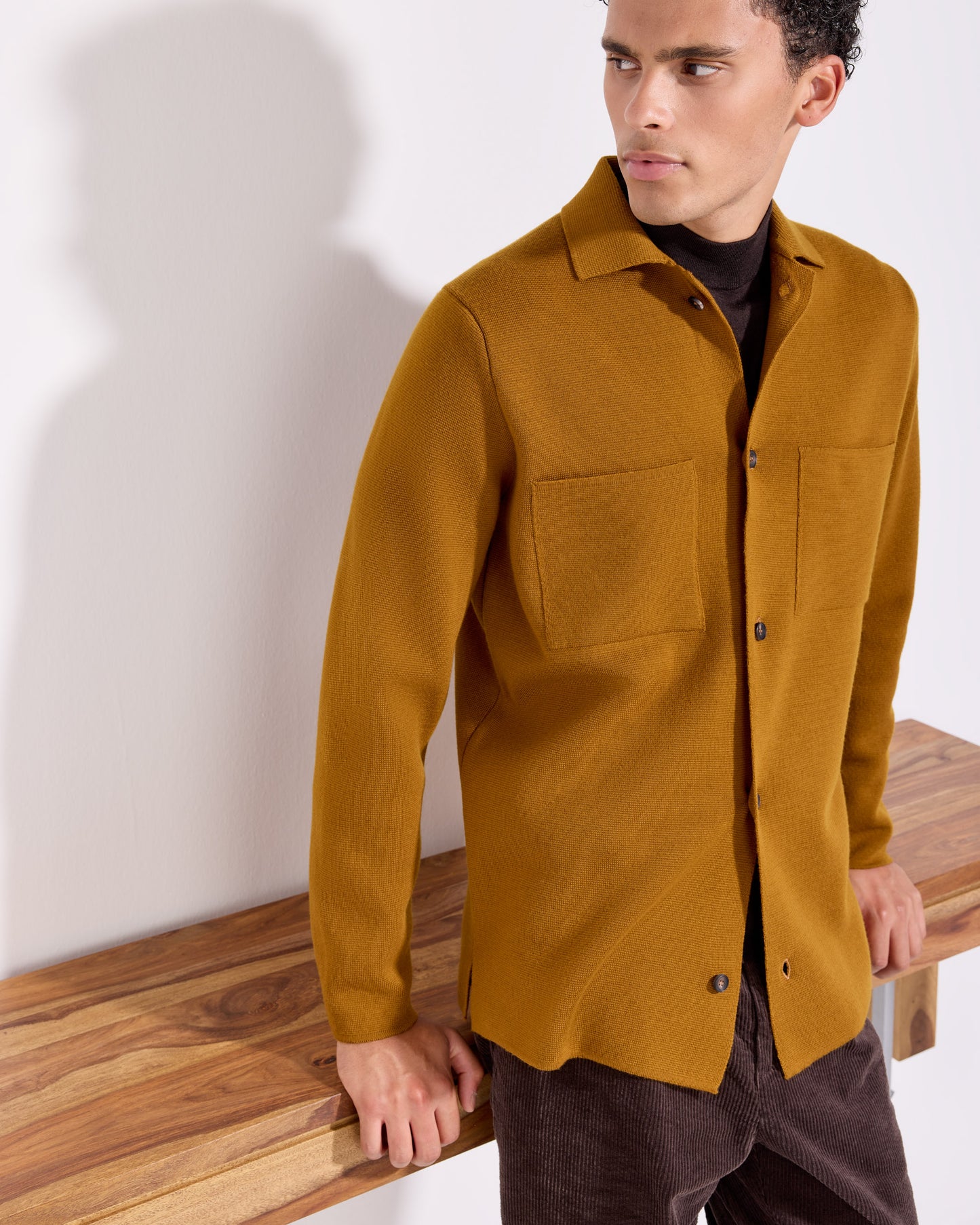 Overshirt punto milano lana merino cannella
