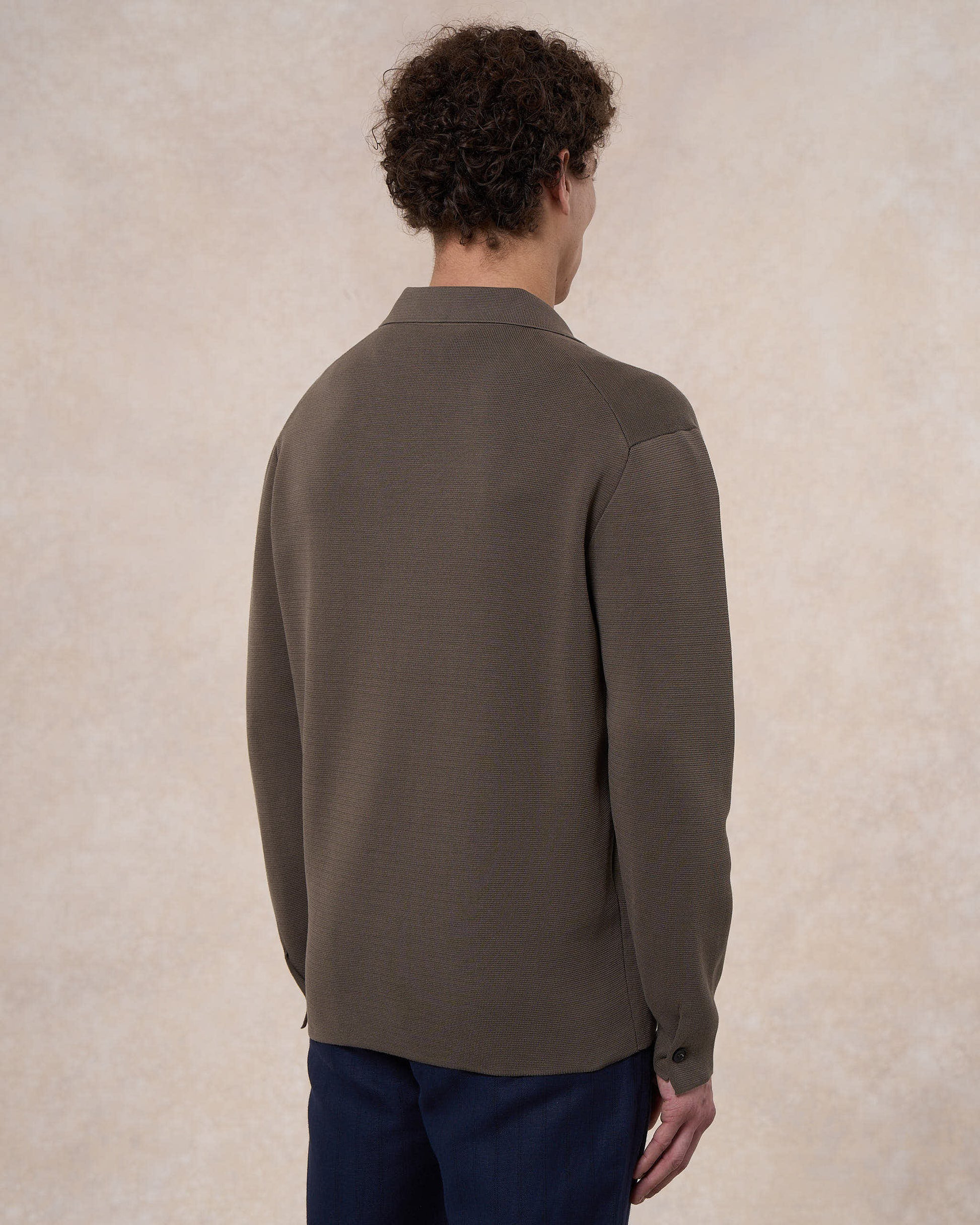 Overshirt verde oliva in cotone in punto milano