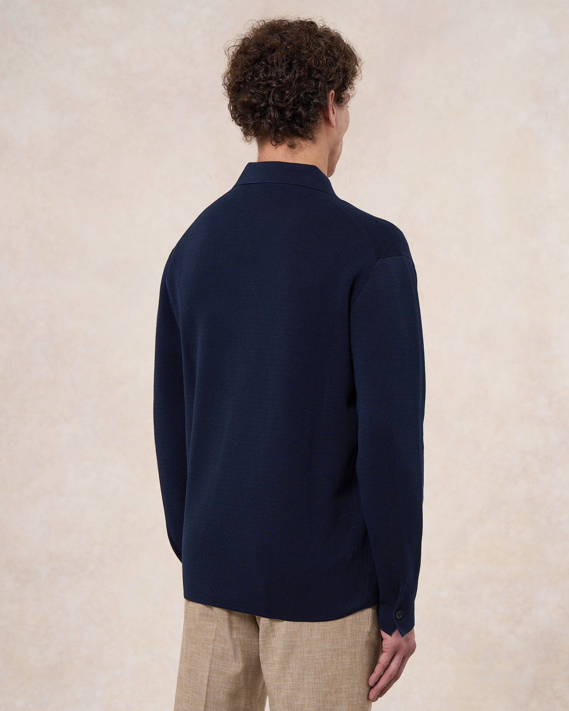 Overshirt blu navy in cotone in punto milano