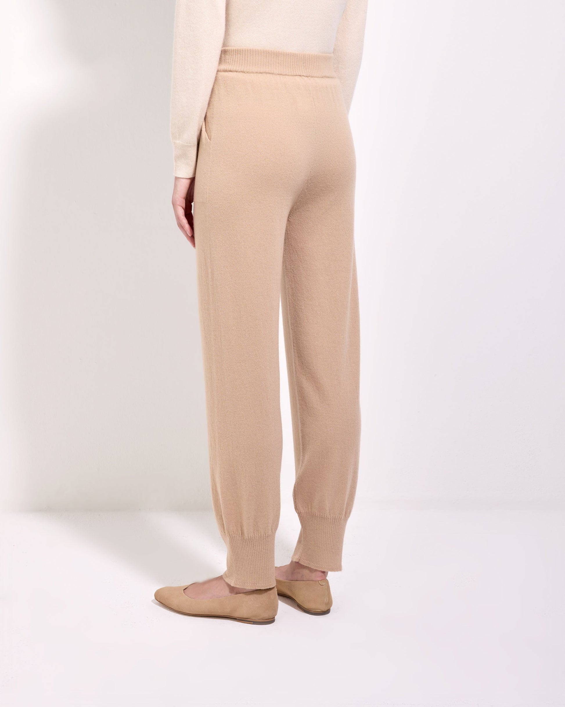 Pantalone lana cashmere seta cammello chiaro