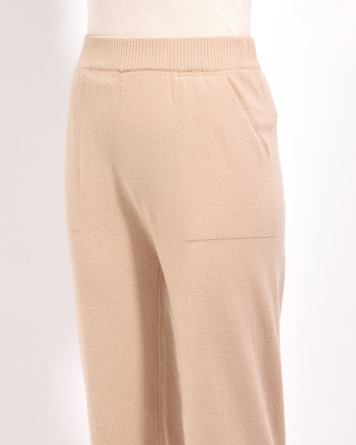 Pantalone lana cashmere seta cammello chiaro