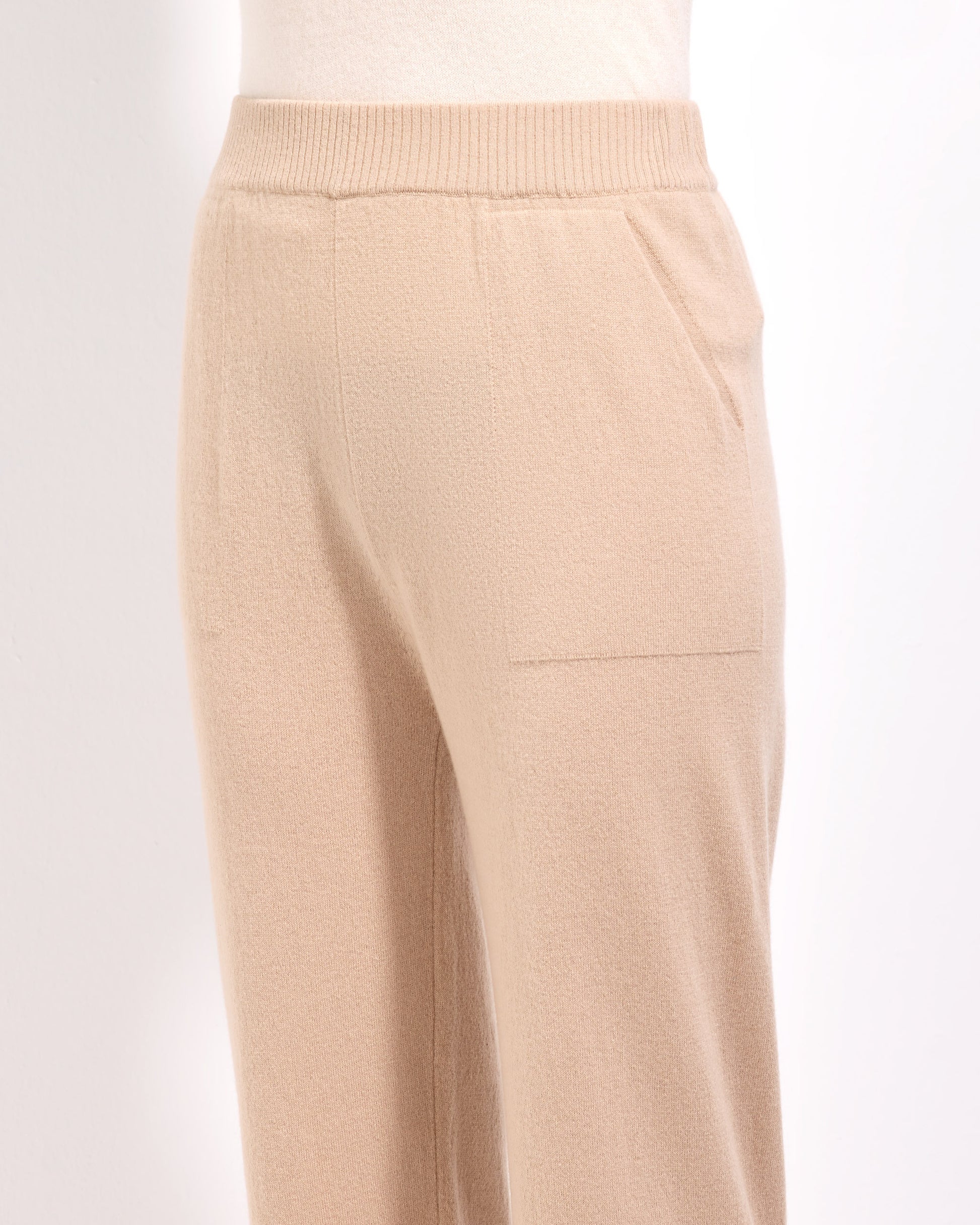 Pantalone lana cashmere seta cammello chiaro