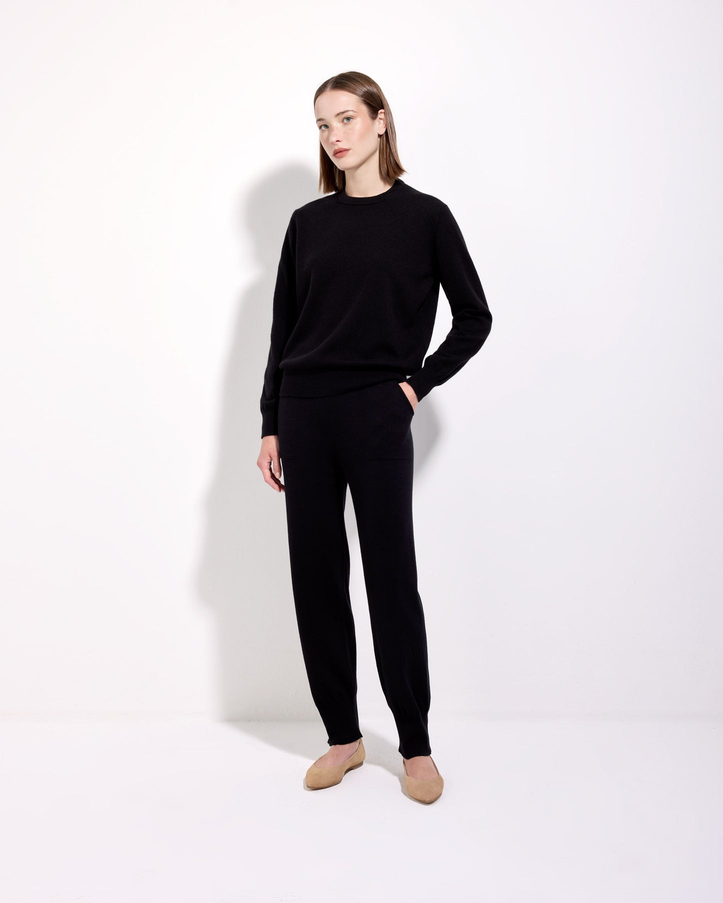 Pantalone lana cashmere seta nero 