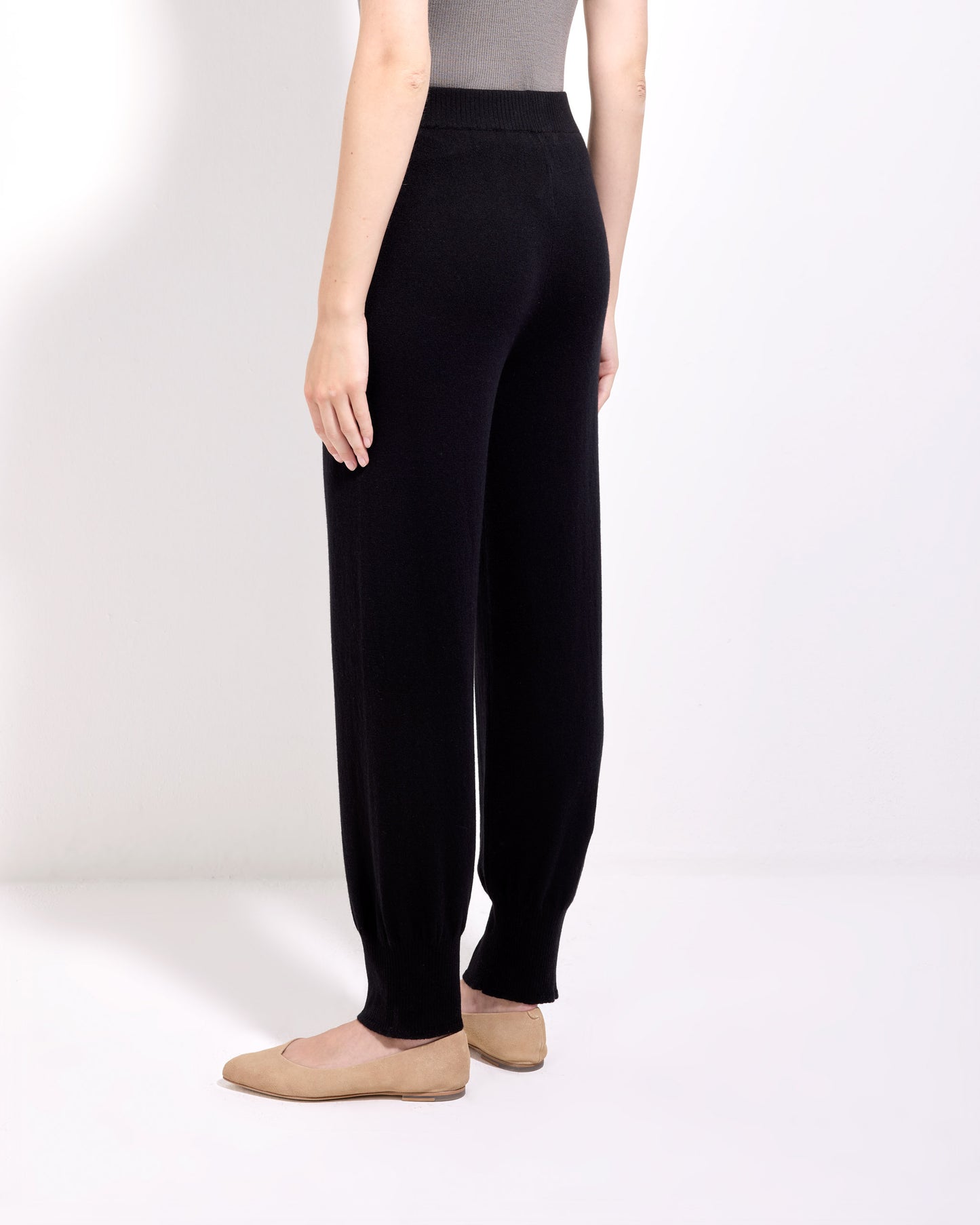Pantalone lana cashmere seta nero 