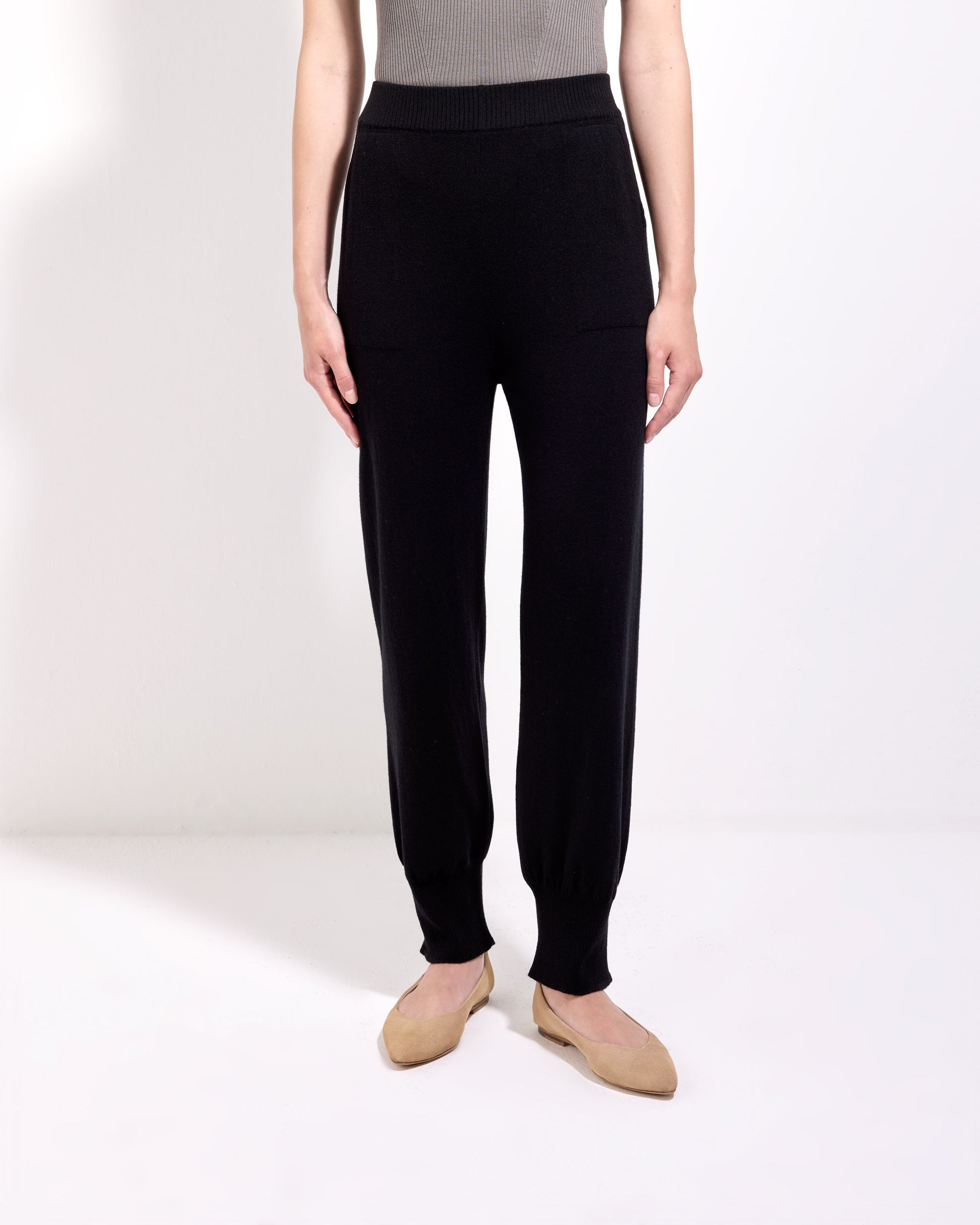 Pantalone lana cashmere seta nero 