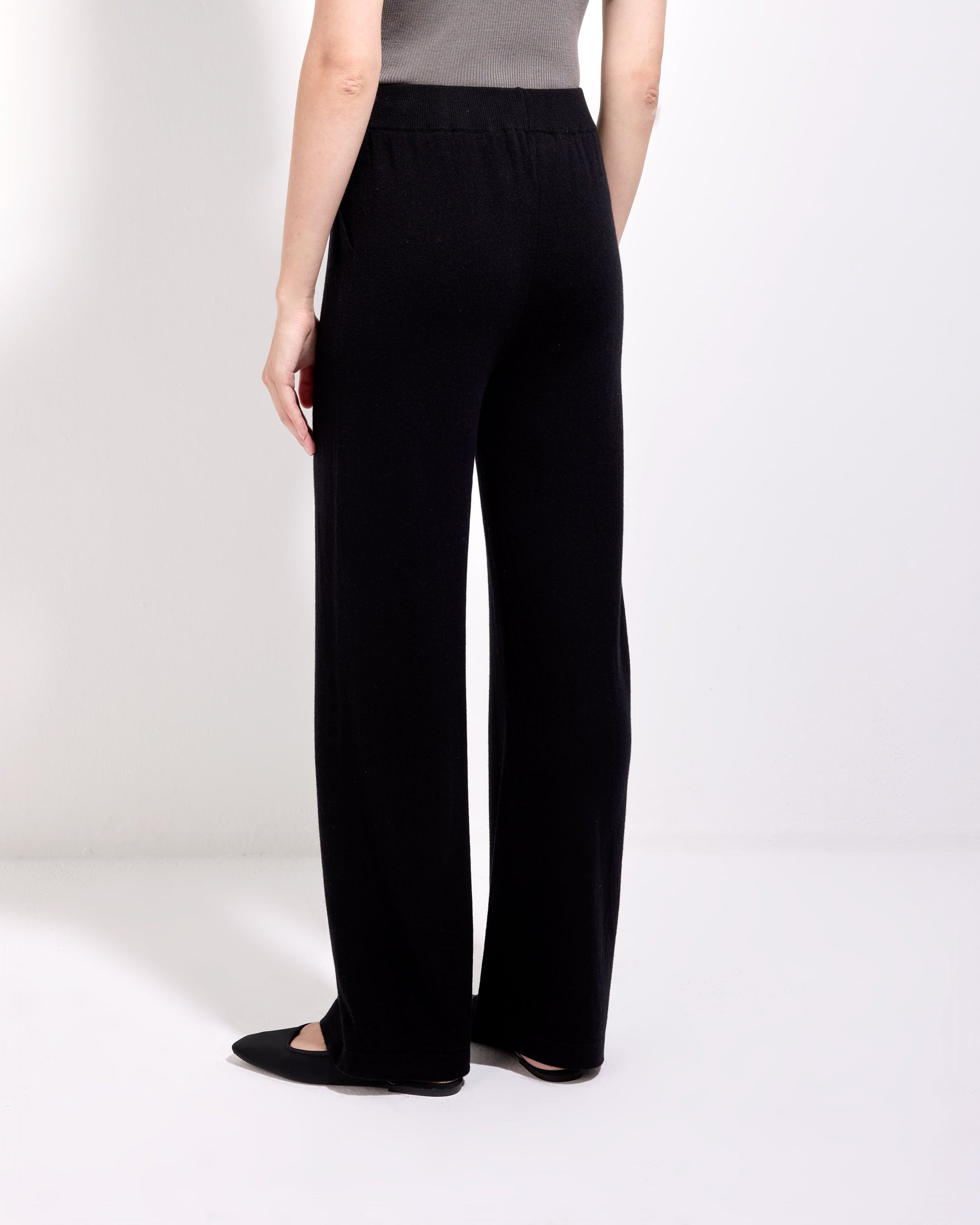 Pantalone palazzo lana seta cashmere nero 