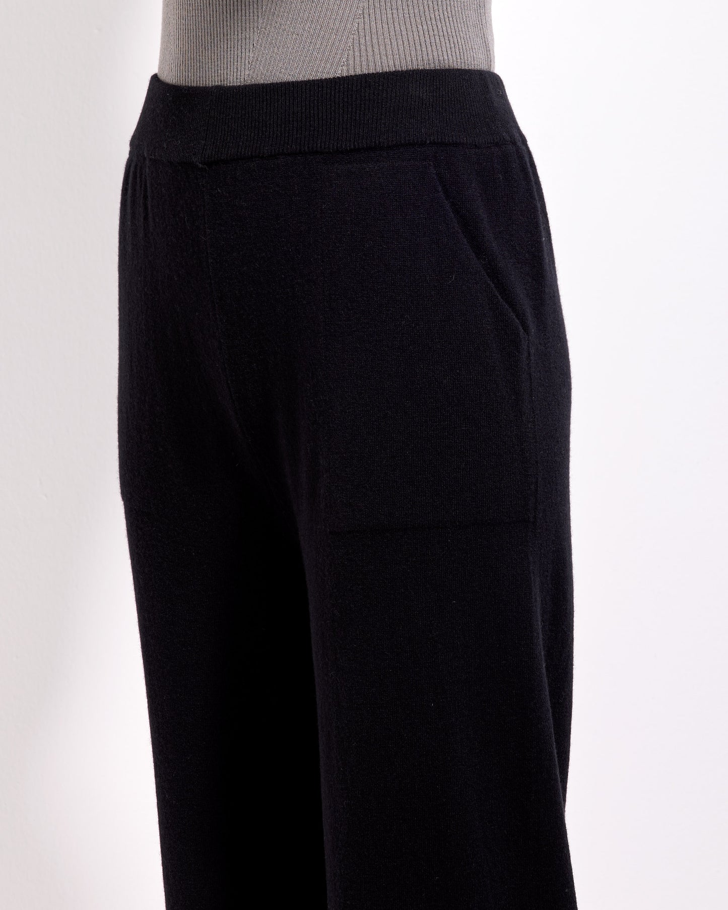 Pantalone palazzo lana seta cashmere nero 