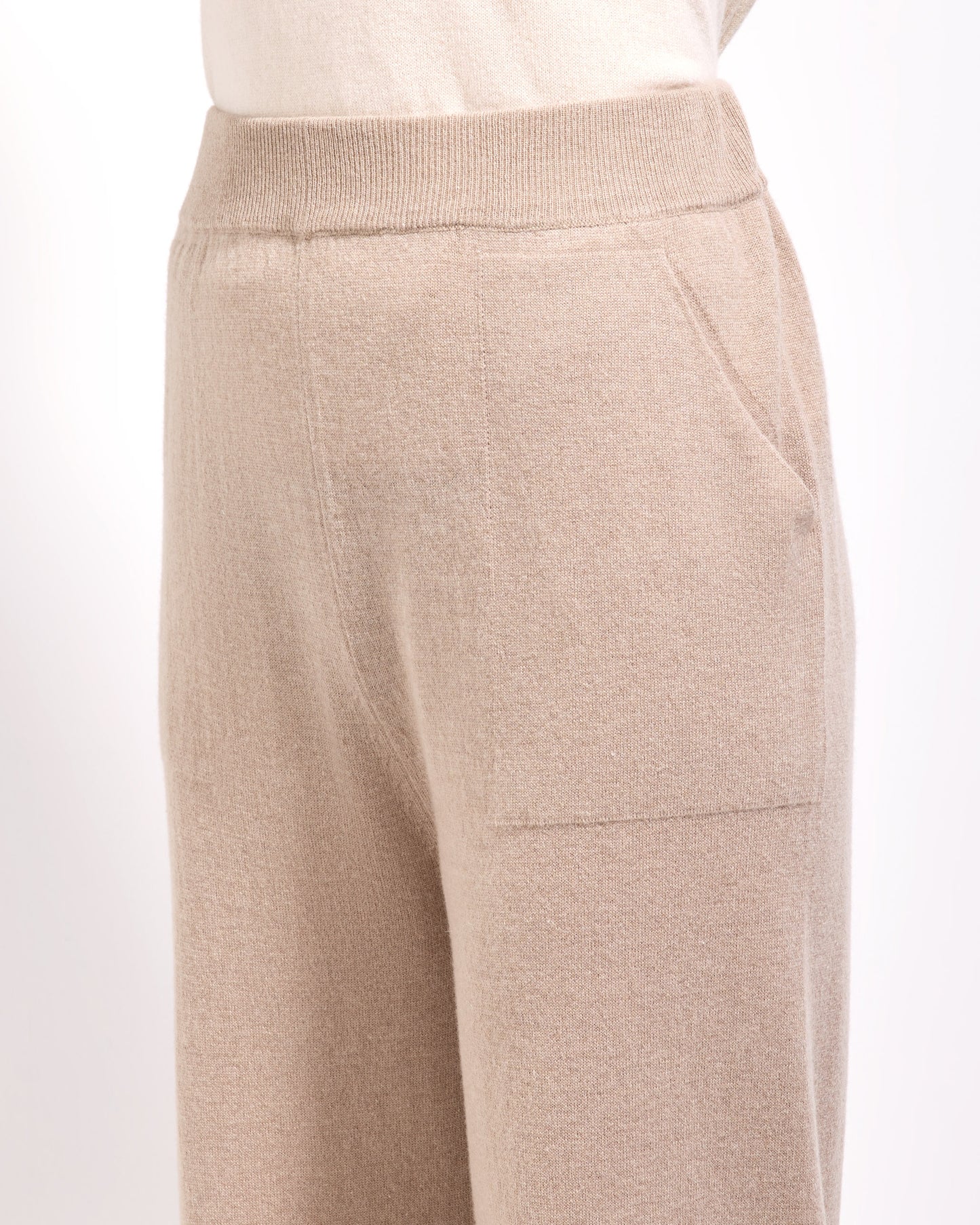 Pantalone palazzo lana seta cashmere sabbia