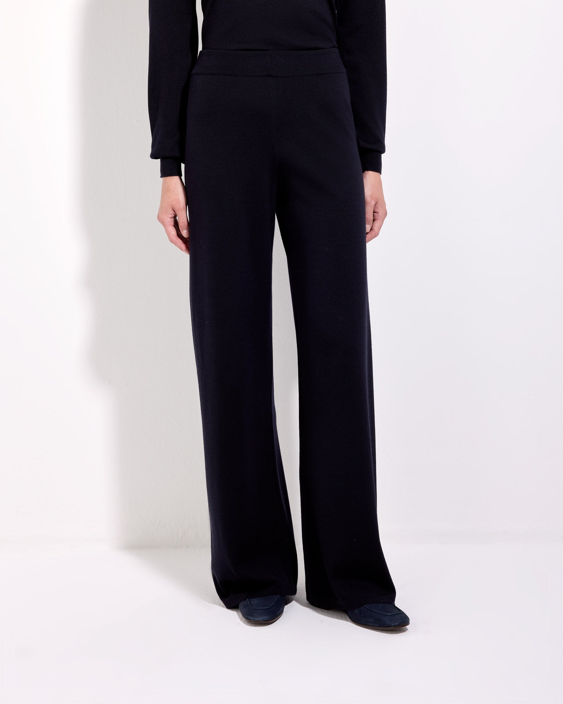 Pantalone palazzo punto milano royal merino blu navy
