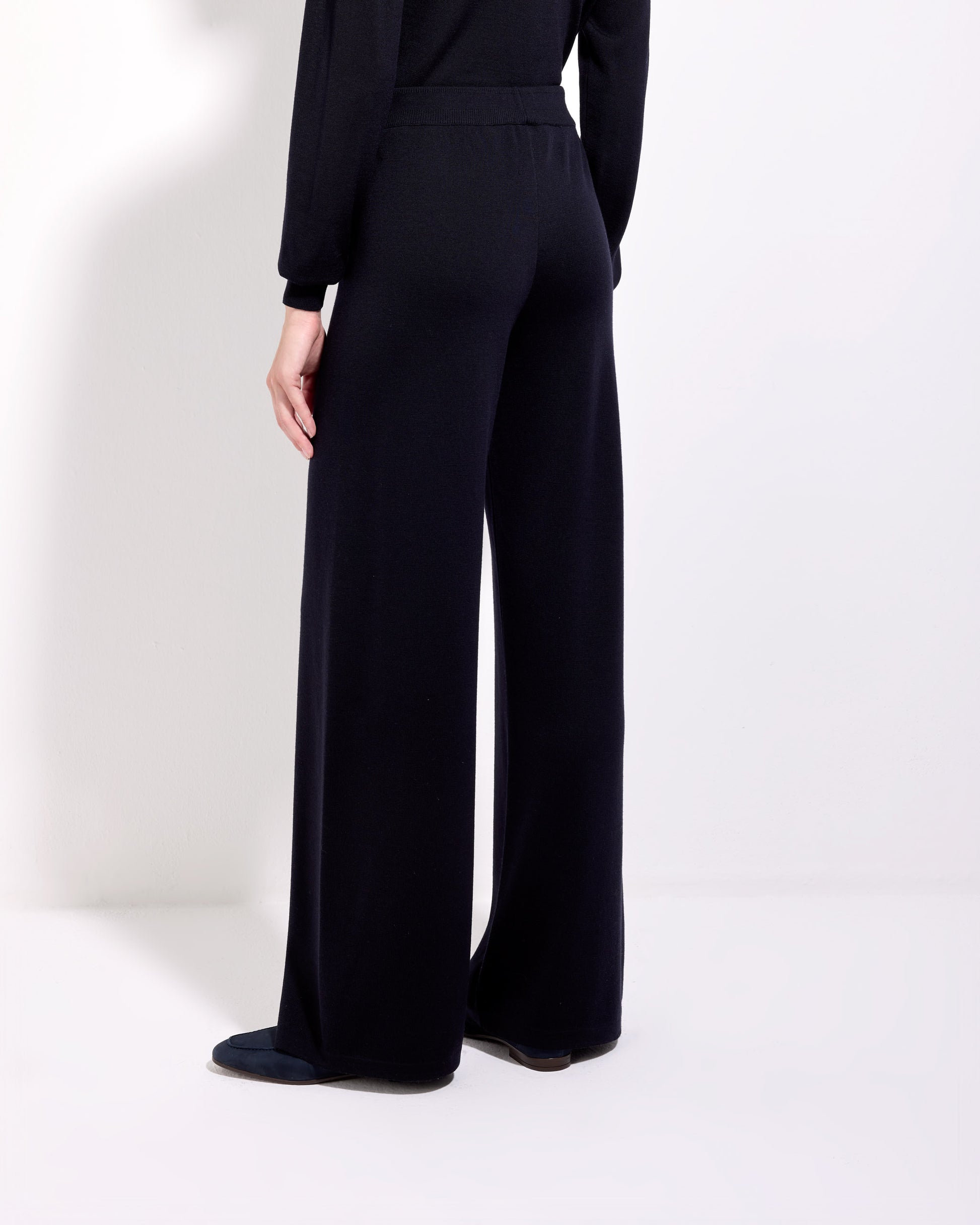 Pantalone palazzo punto milano royal merino blu navy