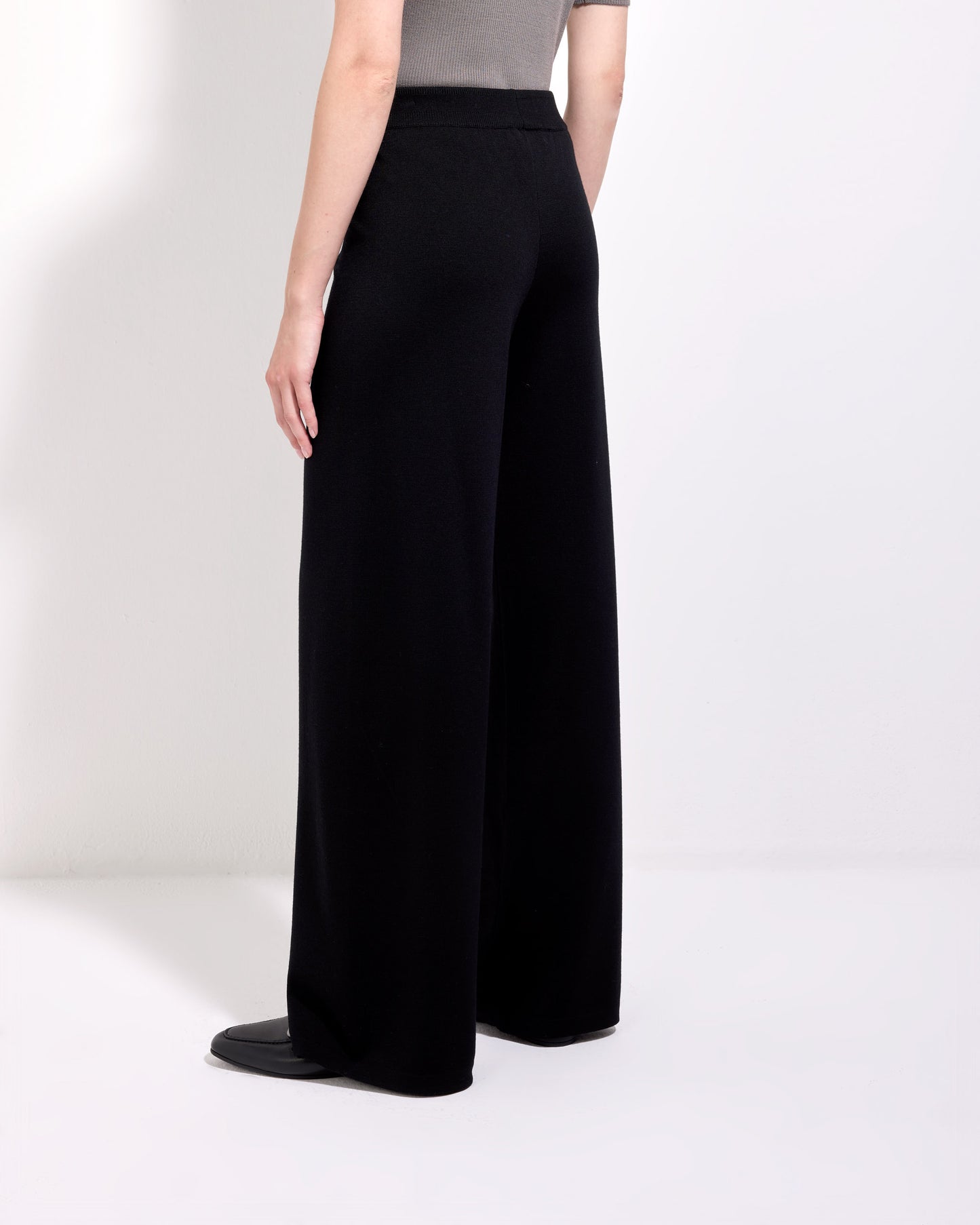 Pantalone palazzo punto milano royal merino nero 