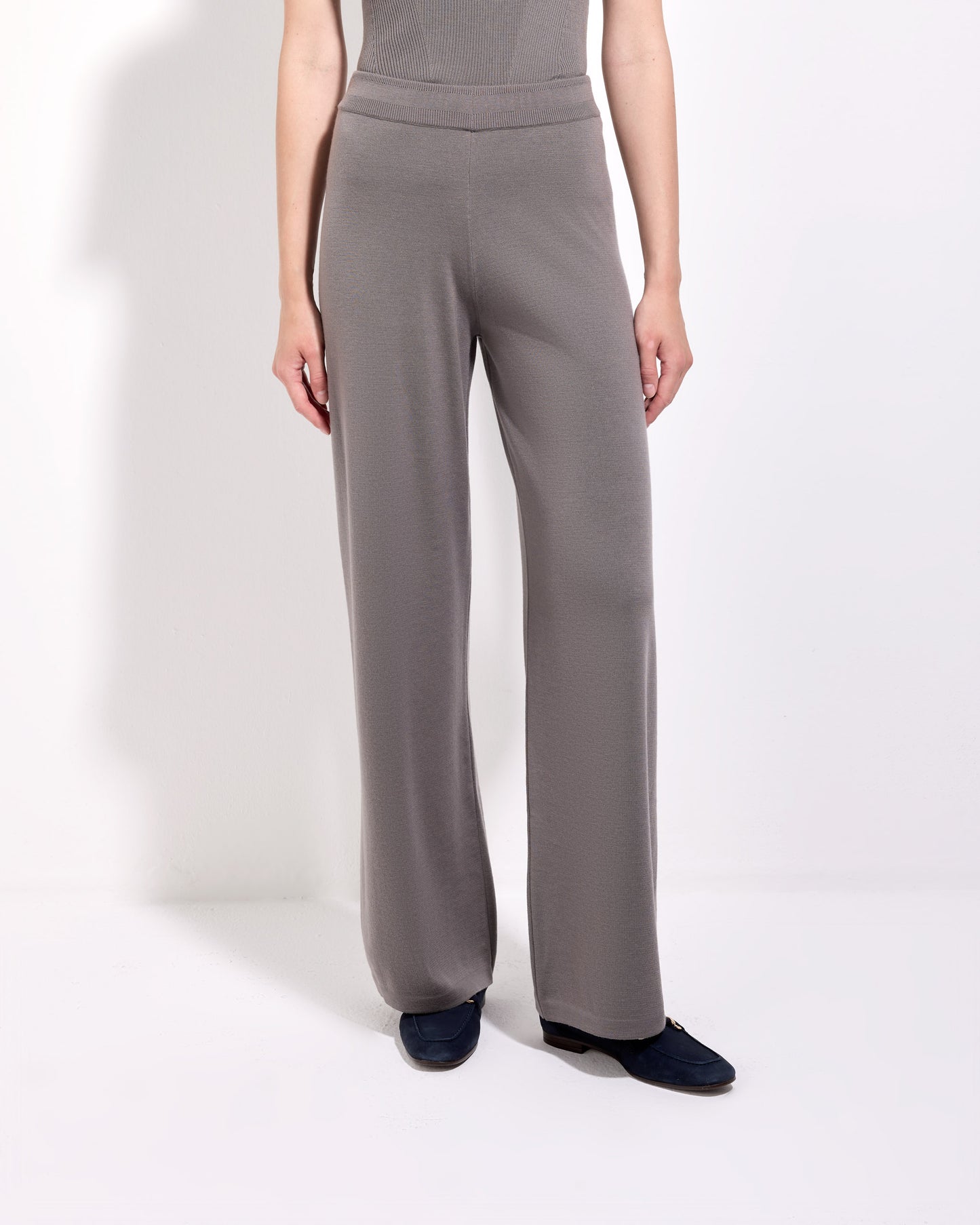Pantalone palazzo punto milano royal merino tortora 