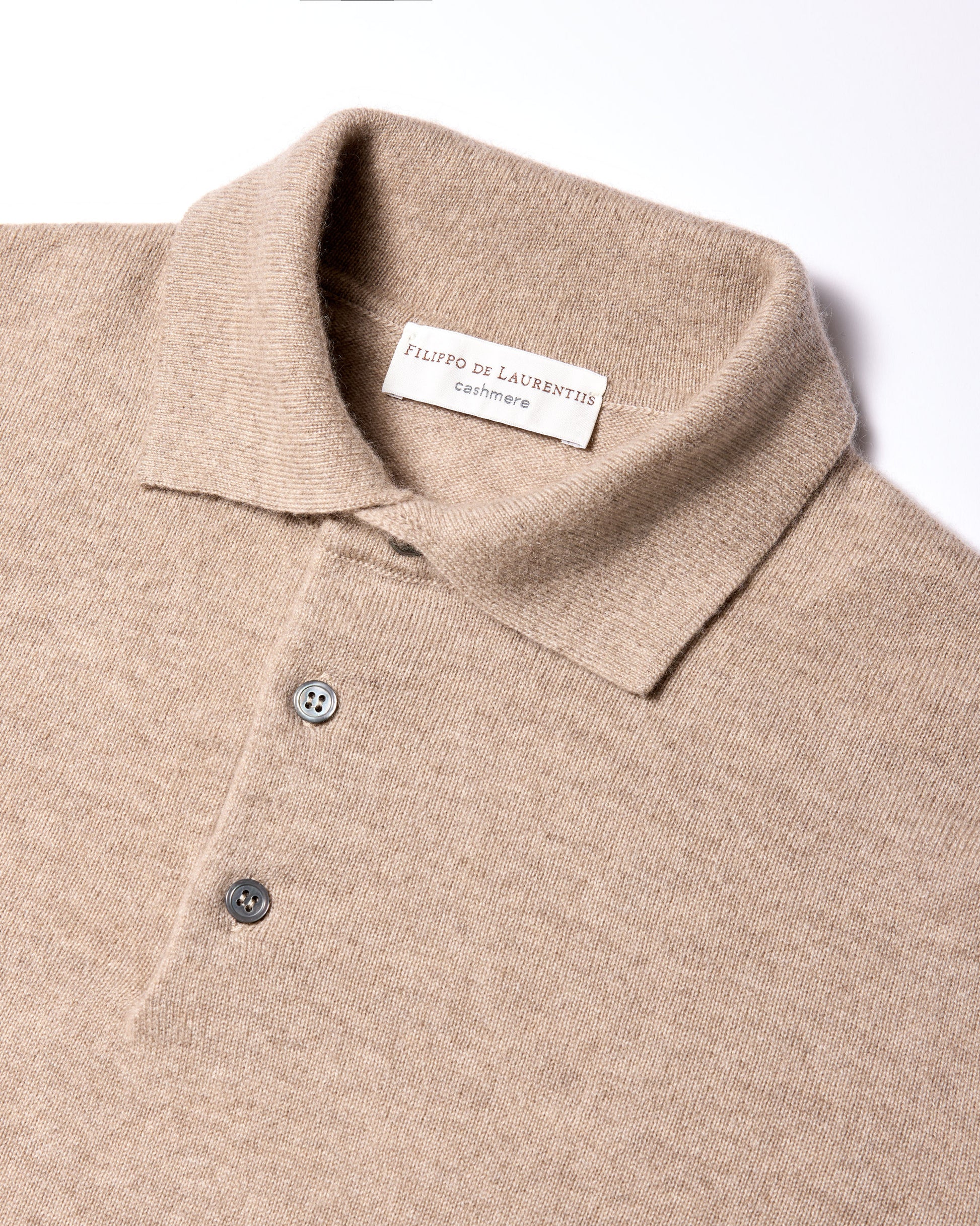 Polo a manica lunga cashmere bianco lino