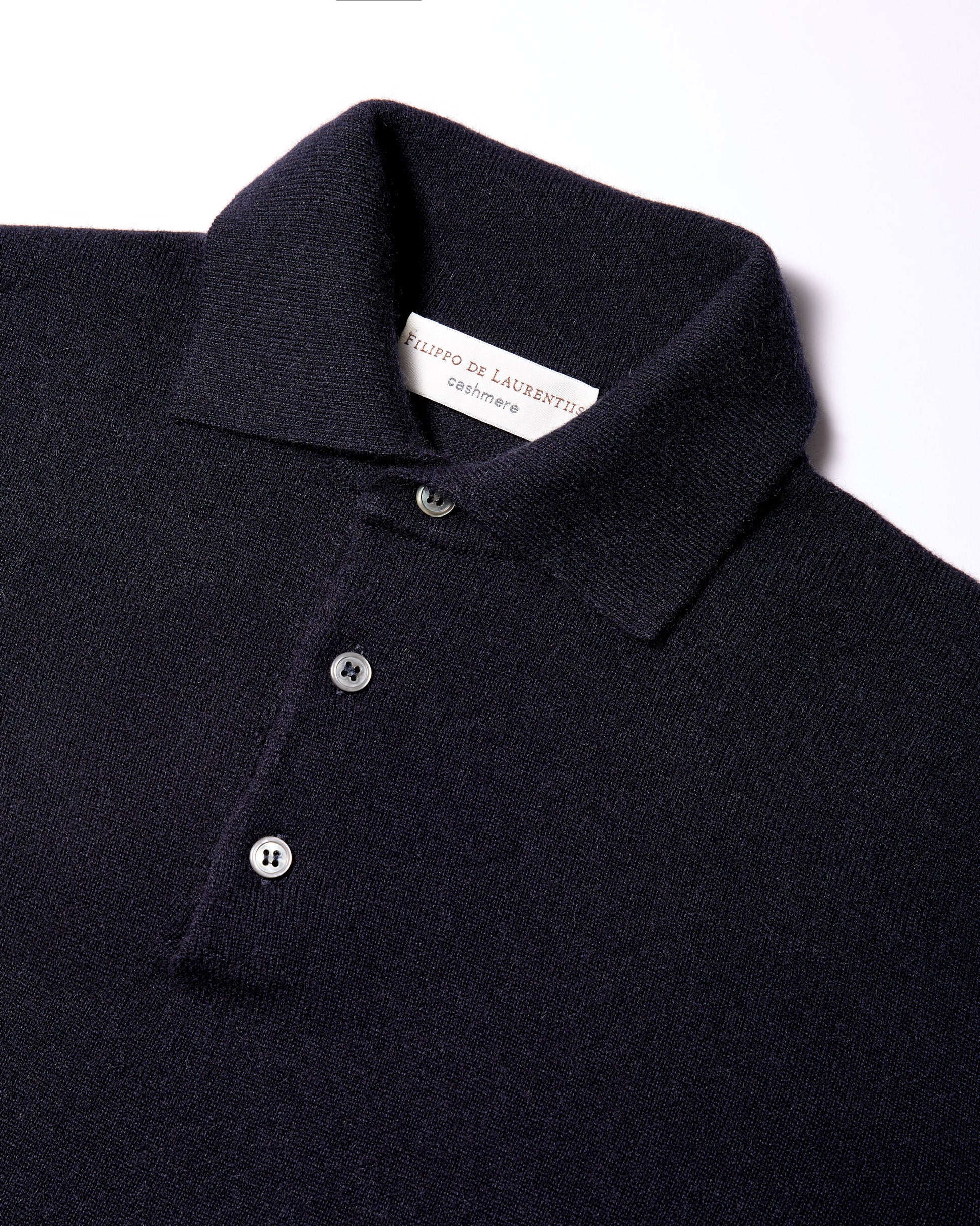 Polo a manica lunga cashmere blu oltremare