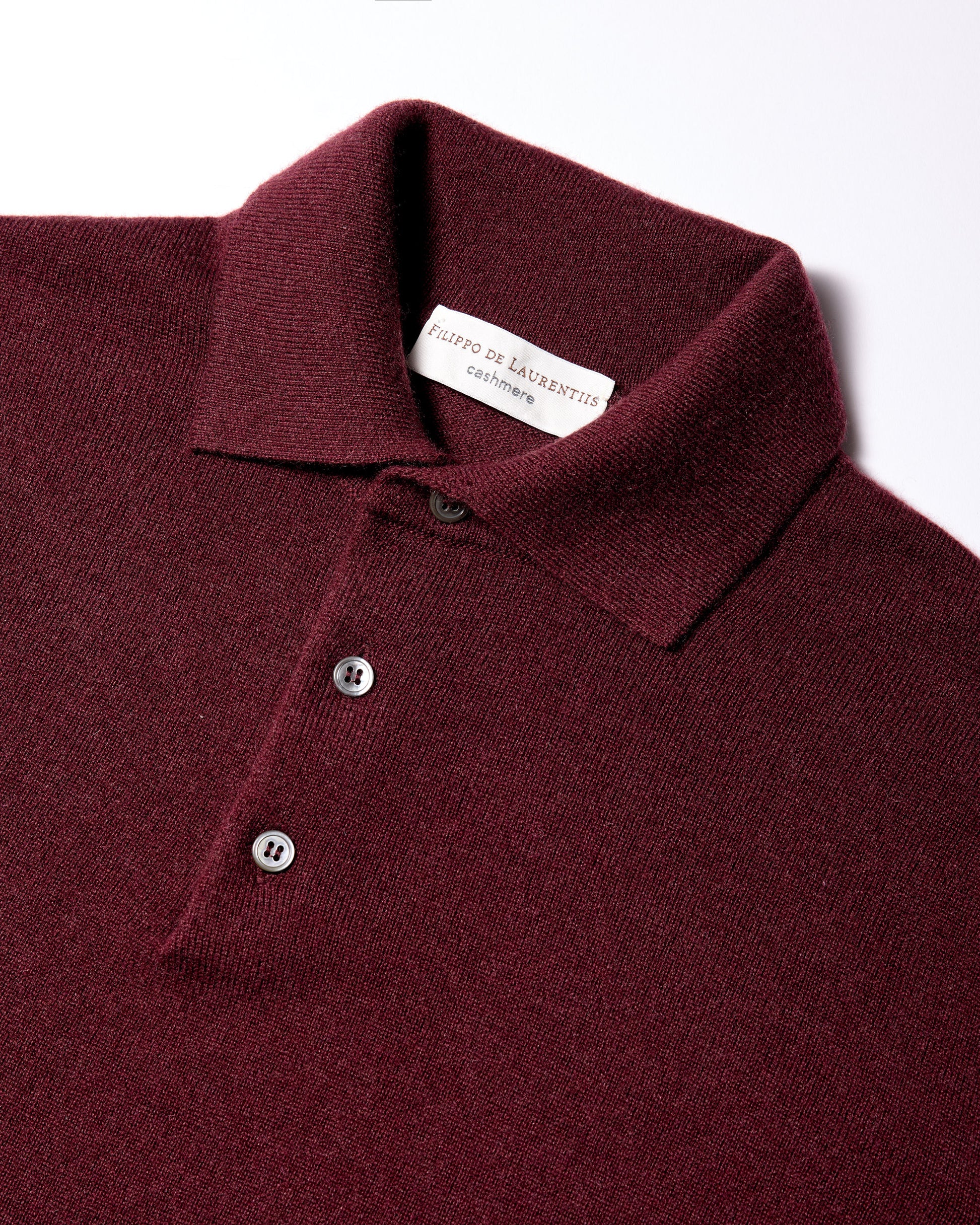 Polo a manica lunga cashmere bordeaux