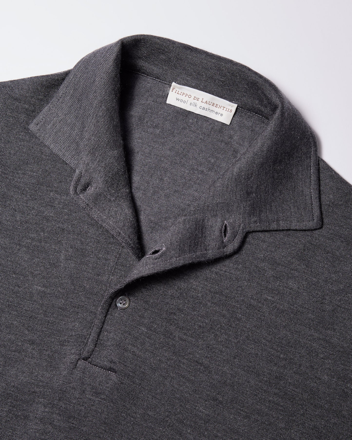 Polo collo con paramontura lana seta cashmere grafite