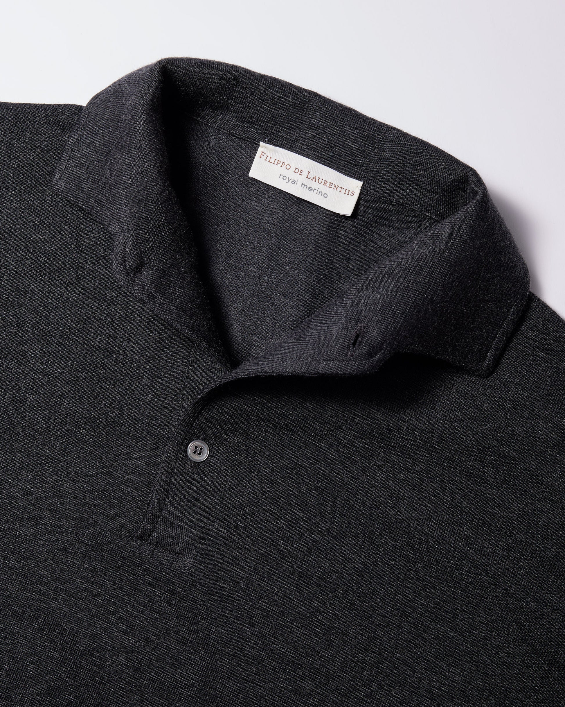 Polo collo con paramontura royal merino antracite