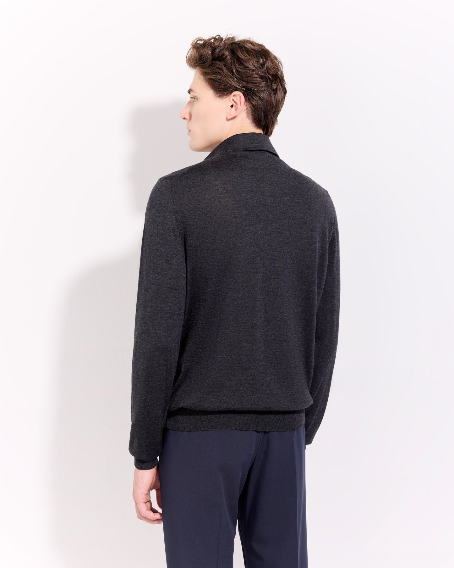 Polo collo con paramontura royal merino antracite
