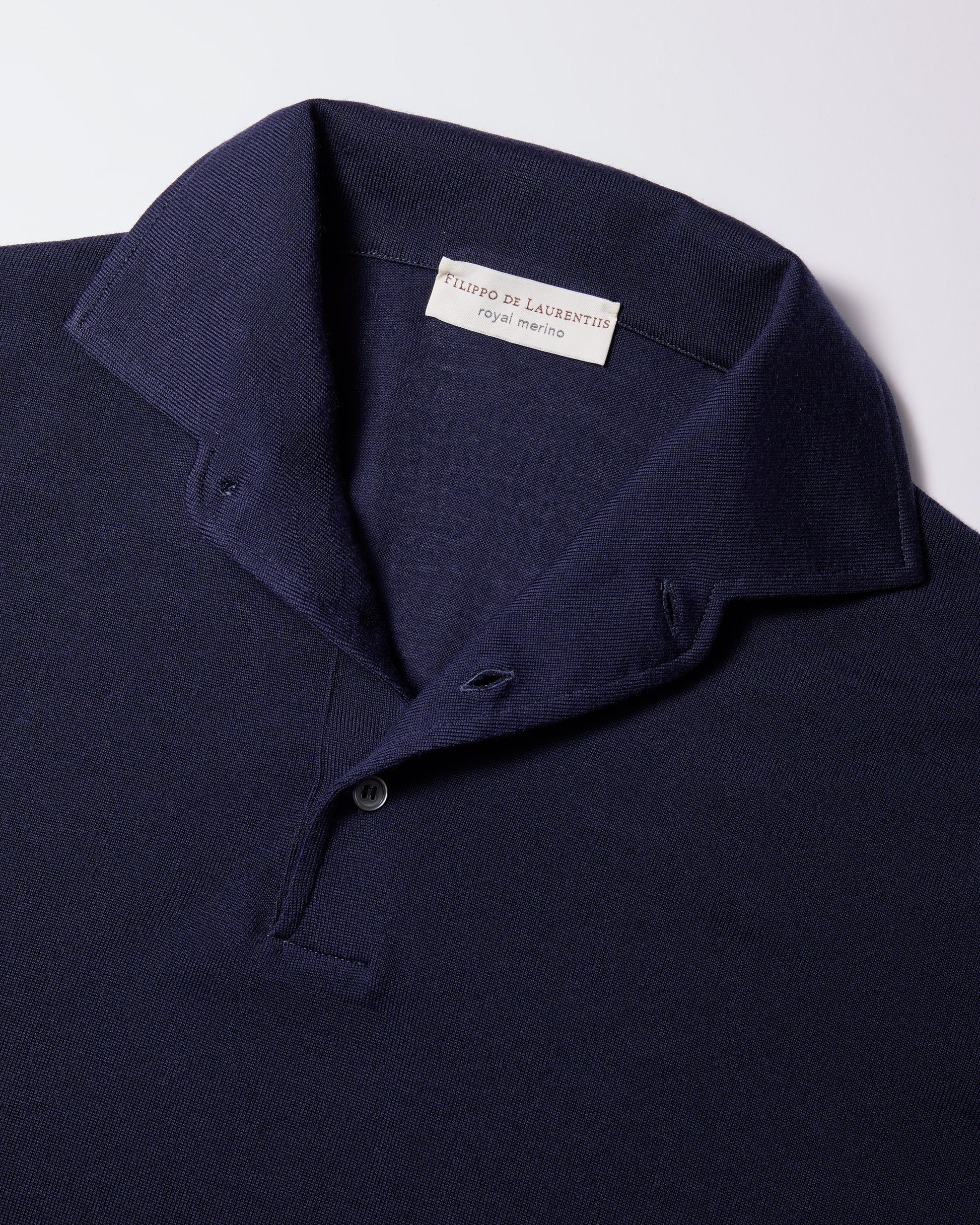 Polo collo con paramontura royal merino indaco
