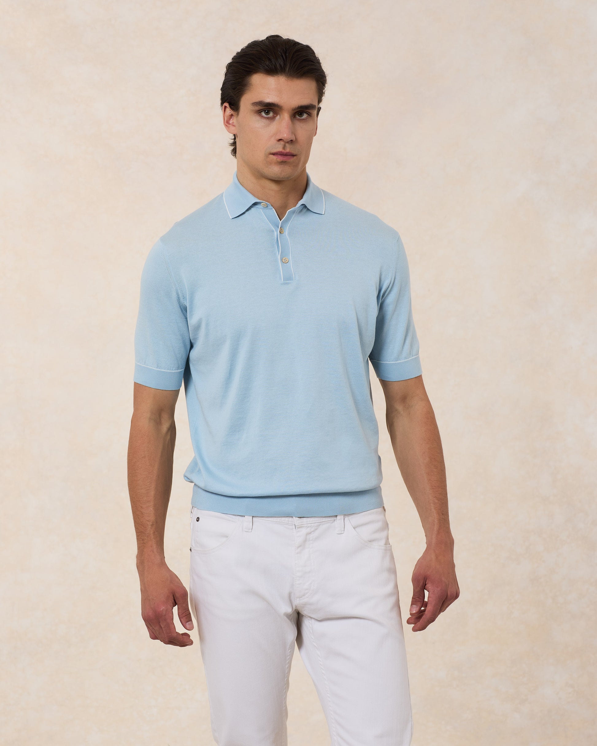 Polo Cotone Superlight Con Profili In Contrasto