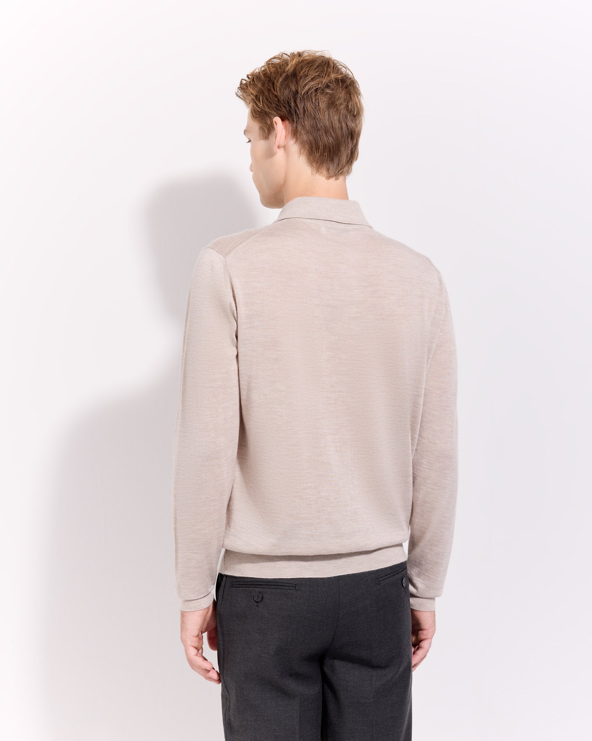 Maglia a polo cashmere seta beige