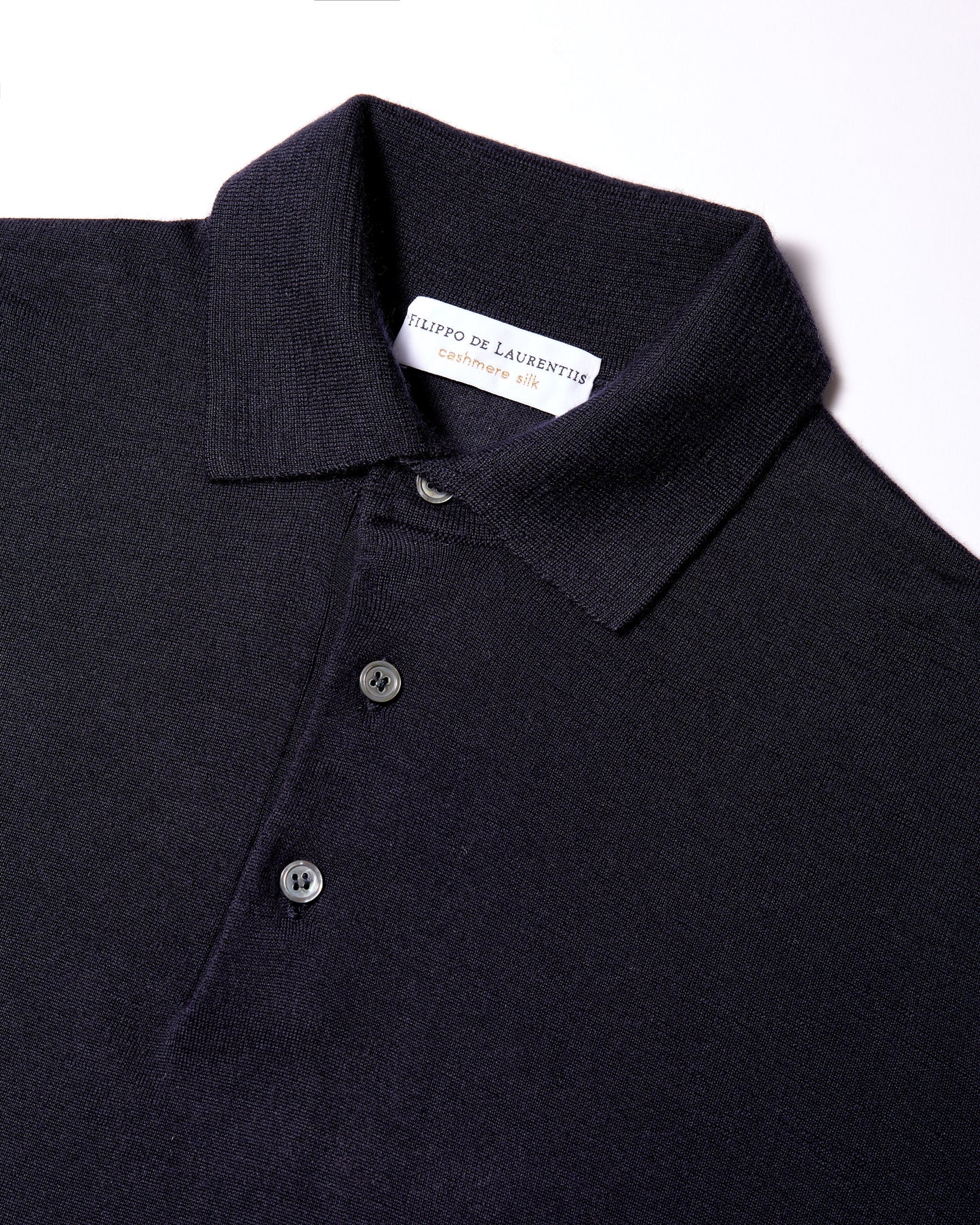 Maglia a polo cashmere seta blu navy
