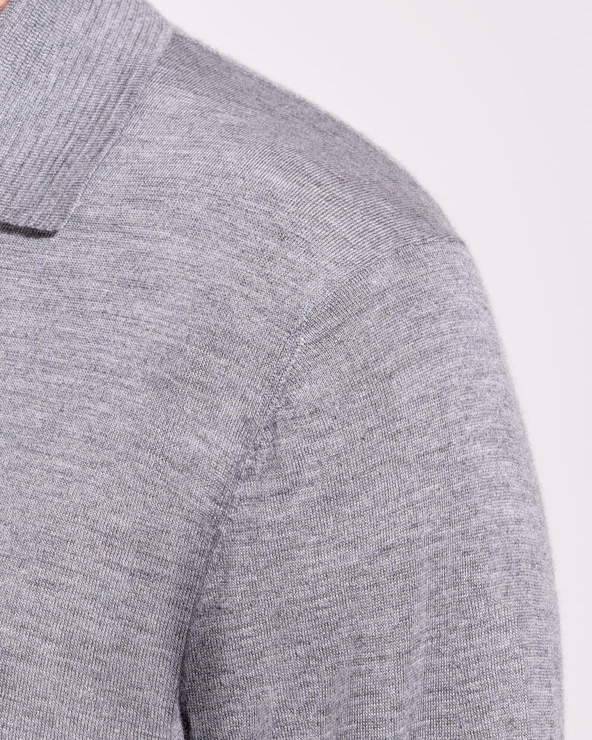 Maglia a polo cashmere seta grigio fumo