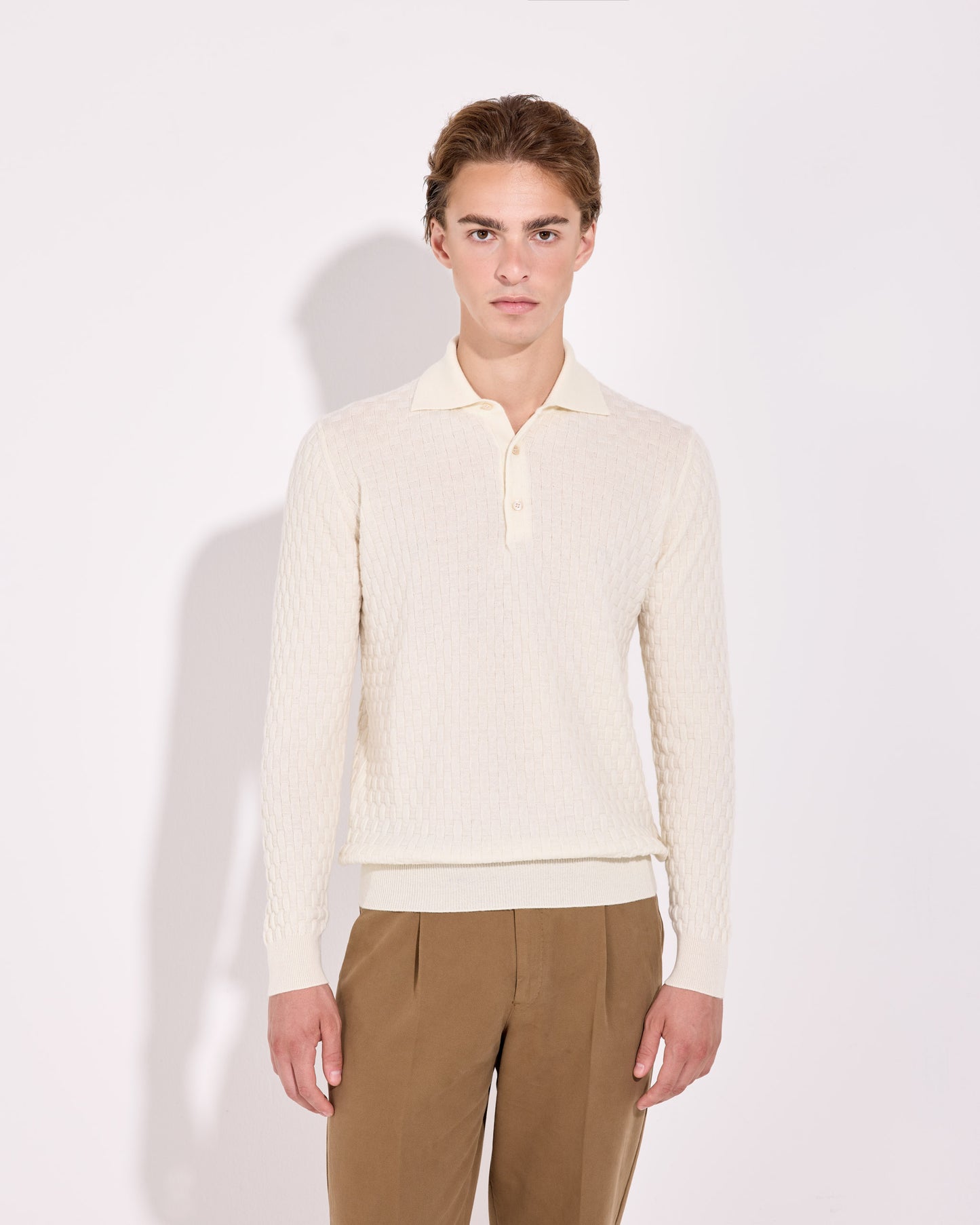 Polo lana cashmere bianco latte