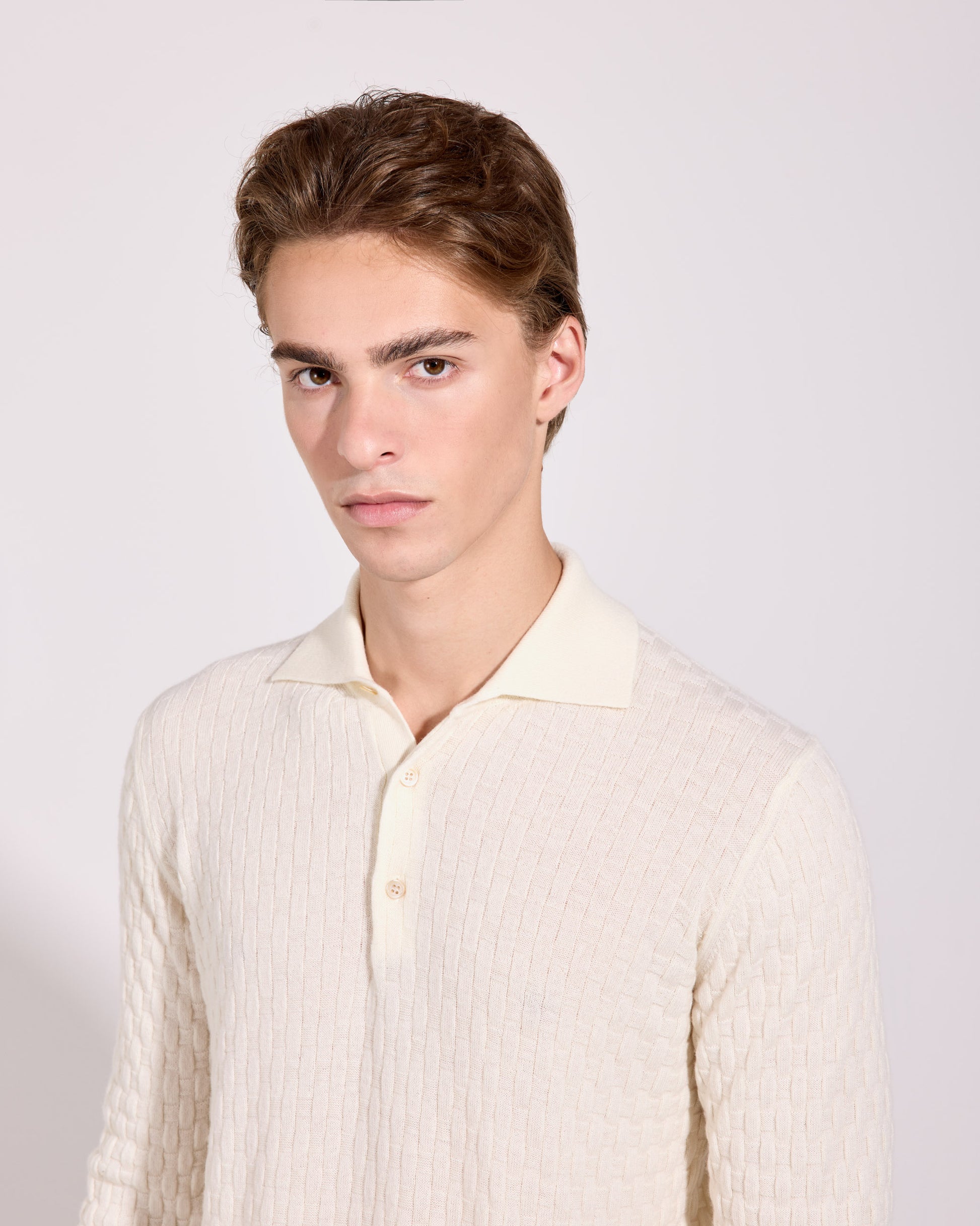 Polo lana cashmere bianco latte