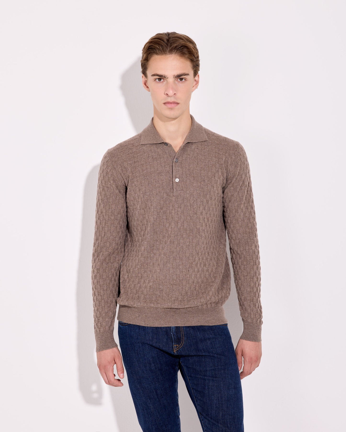 Polo lana cashmere tortora 