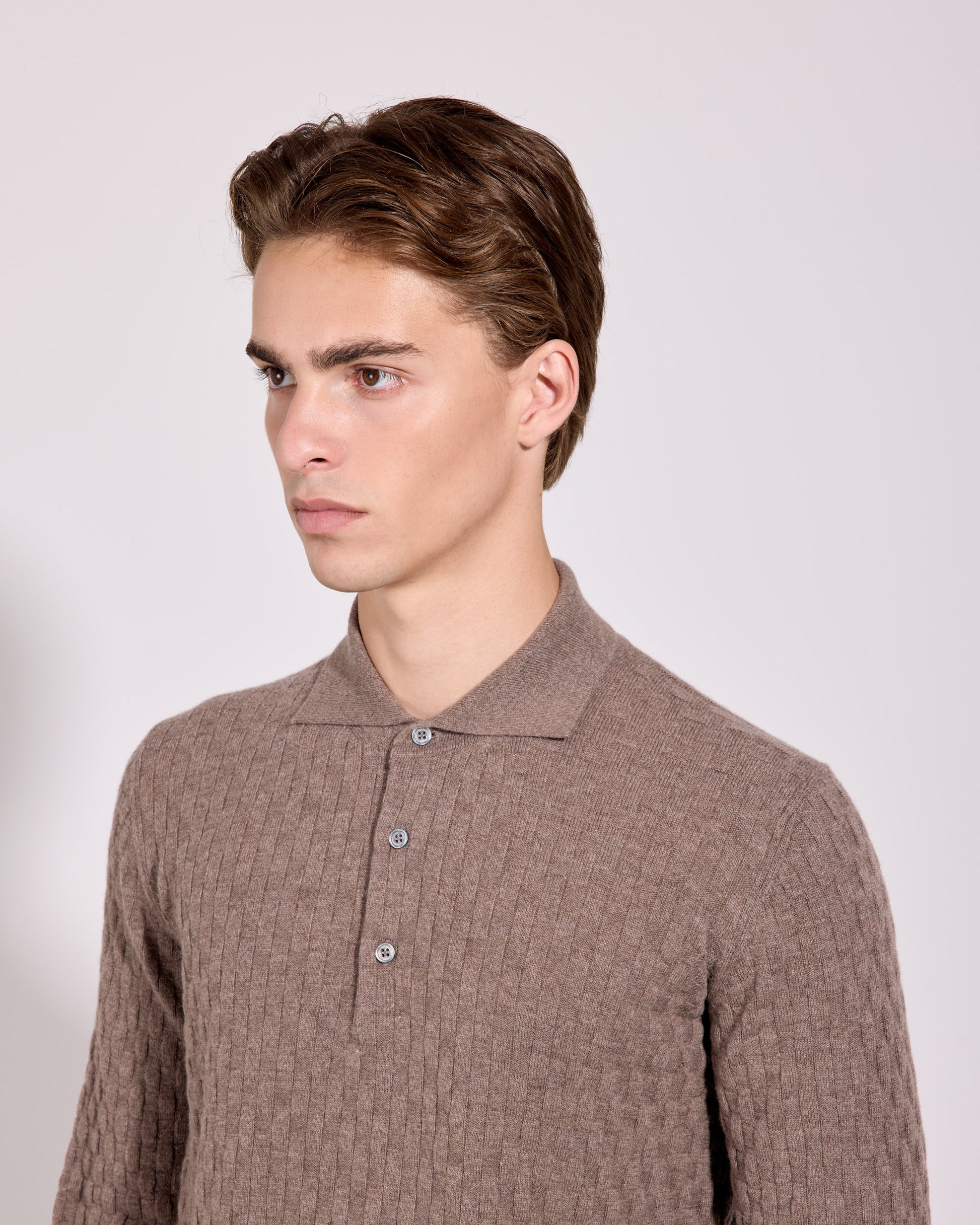 Polo lana cashmere tortora 
