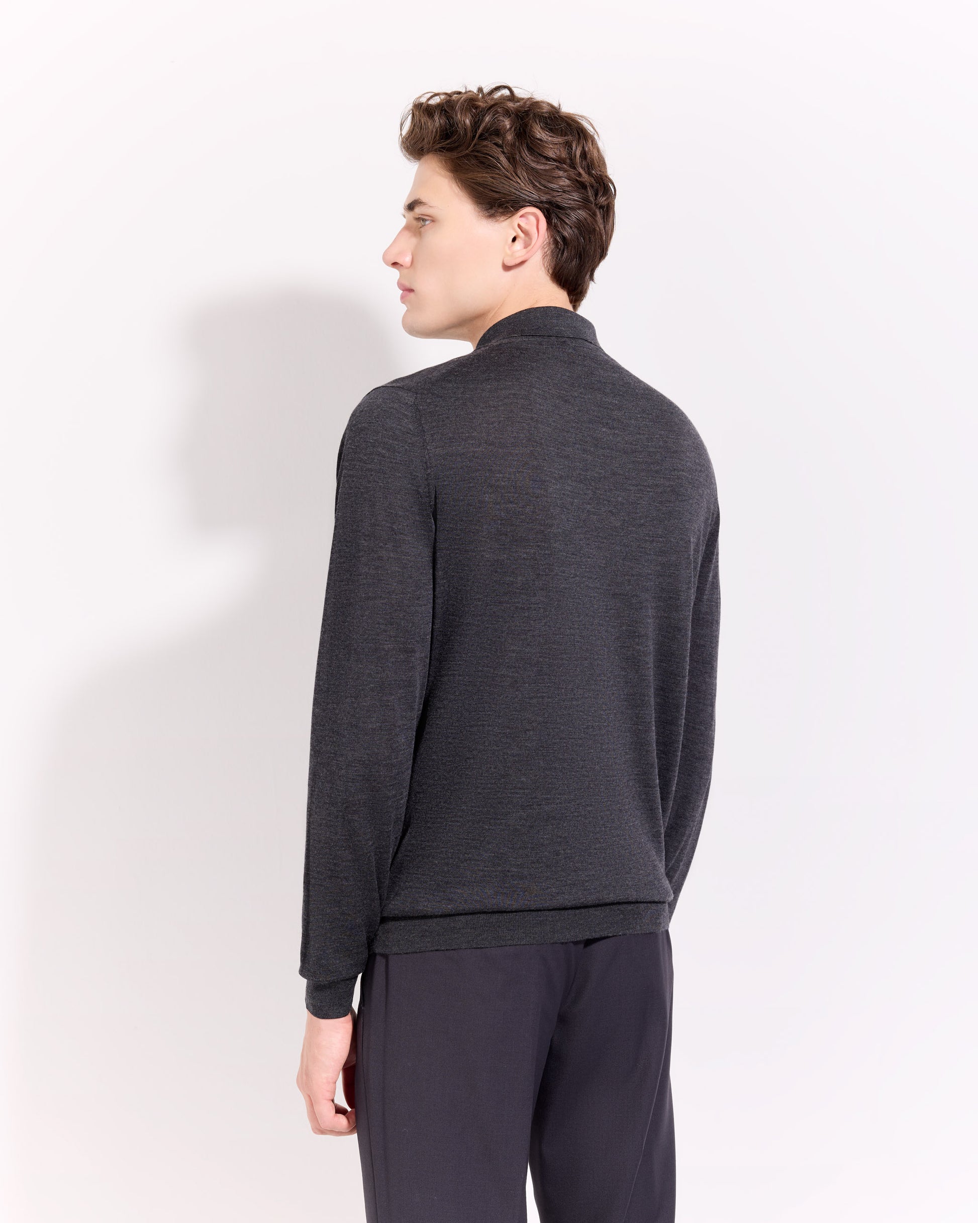 Polo manica lunga 180s merino antracite