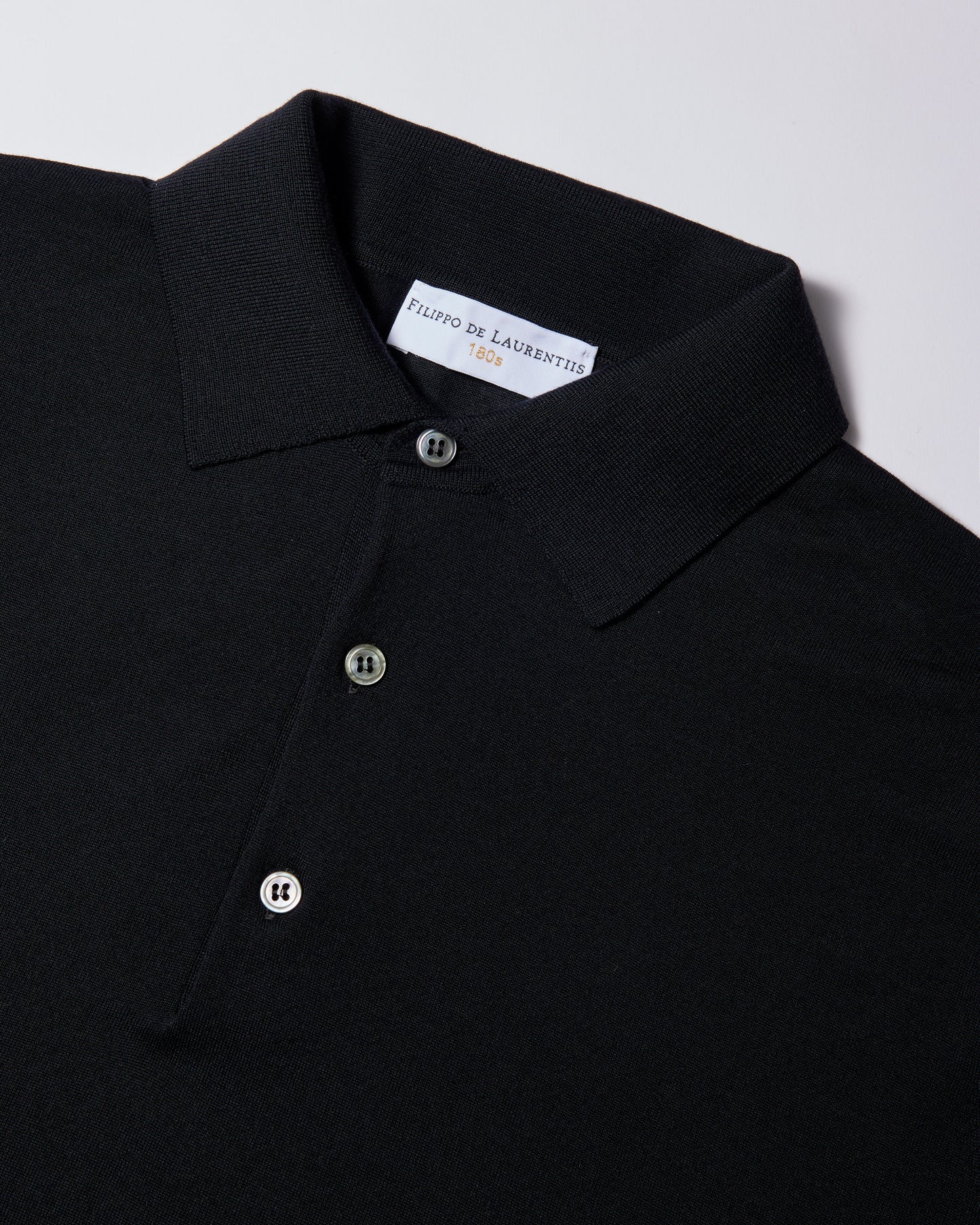 Polo manica lunga 180s merino nero