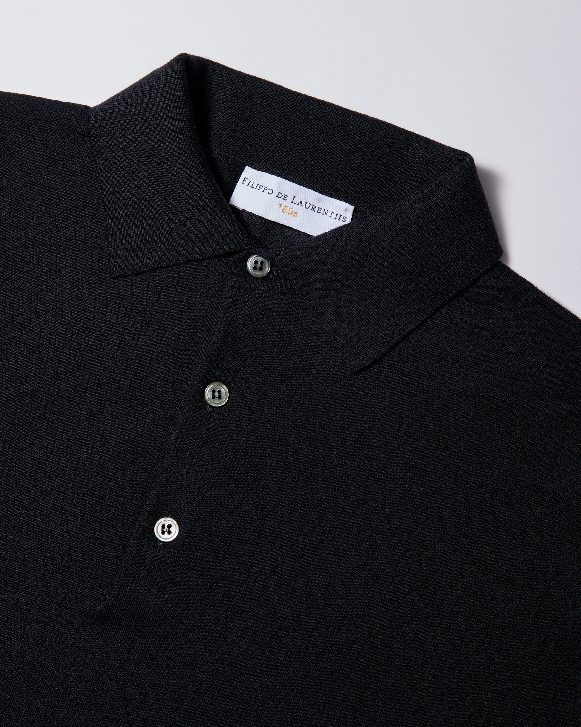 Polo manica lunga 180s merino nero