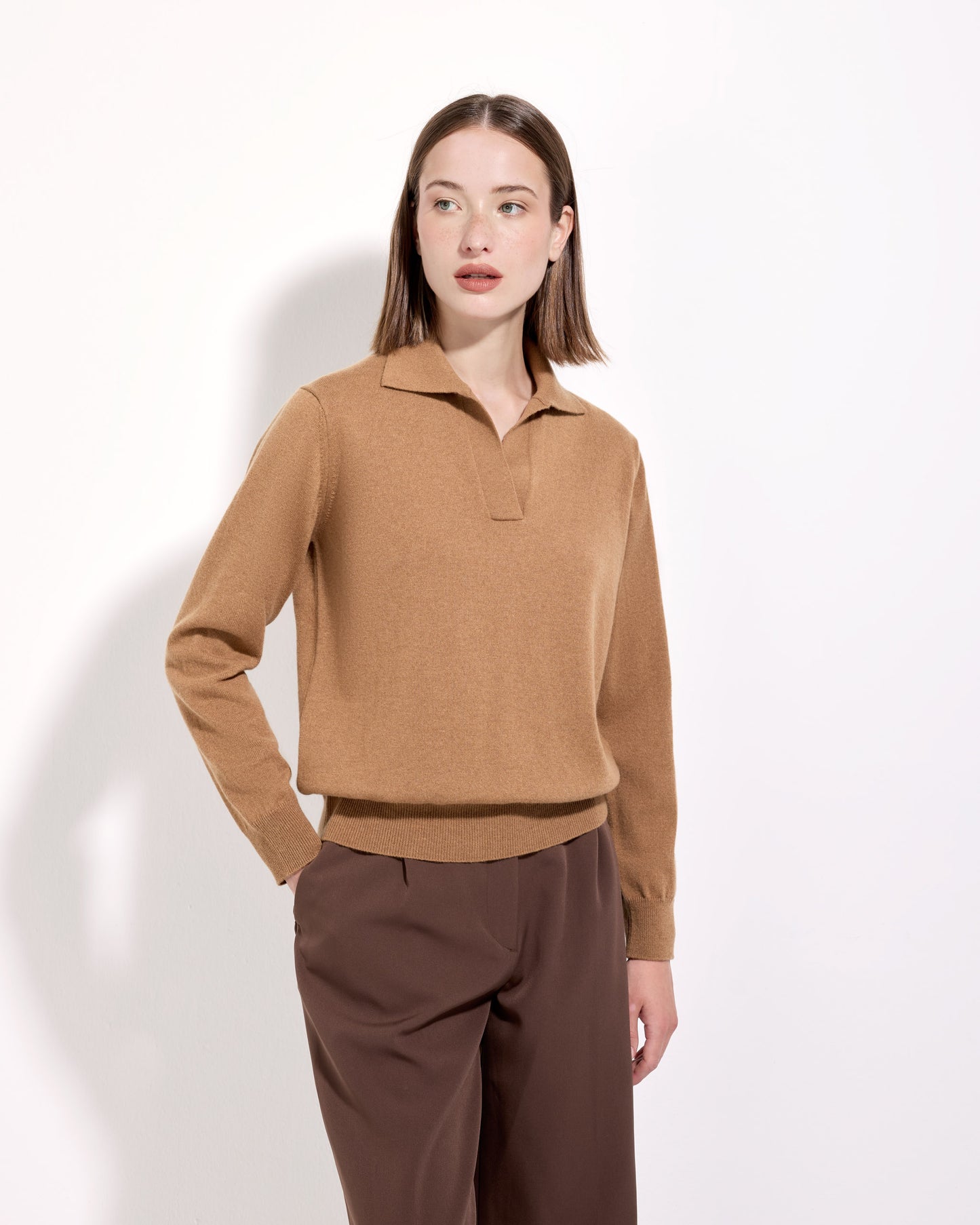 Polo skipper cashmere cammello scuro