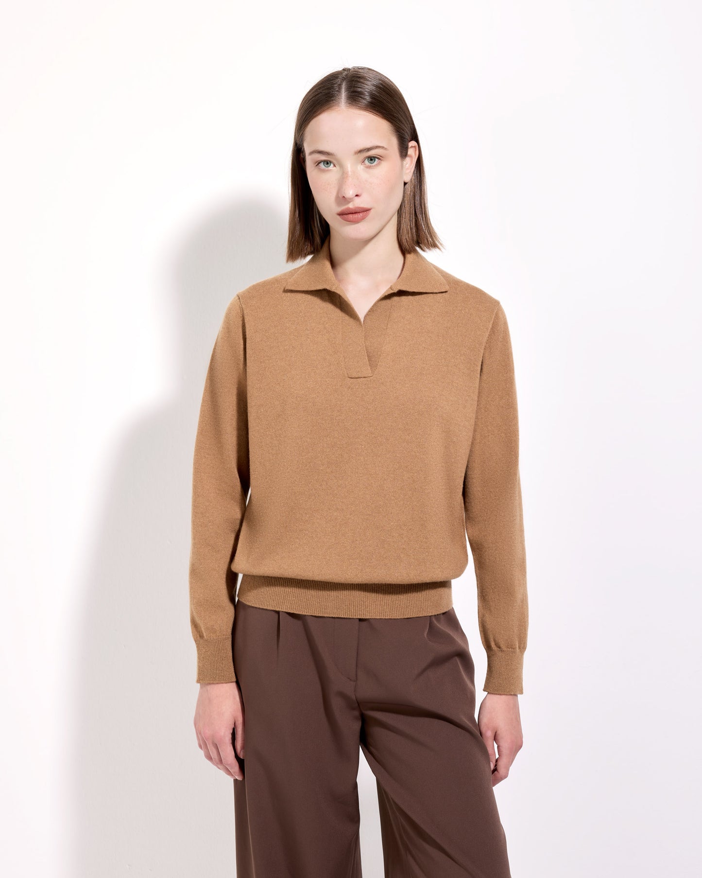 Polo skipper cashmere cammello scuro