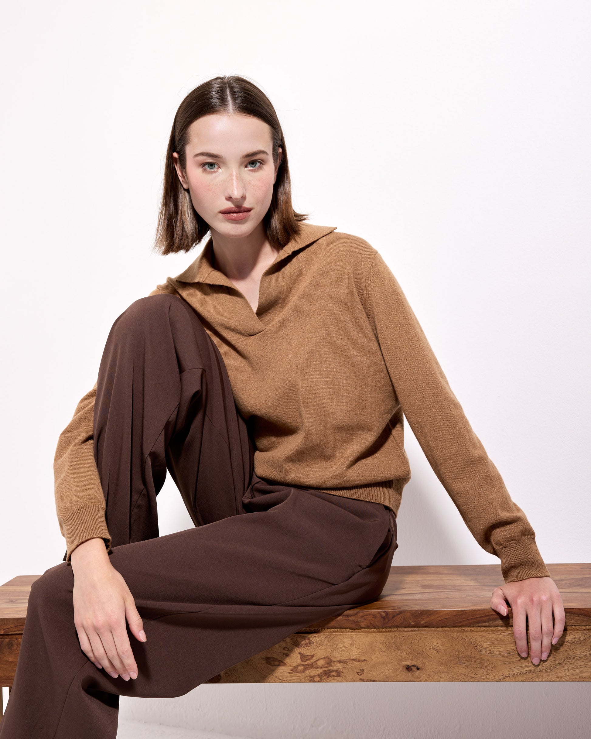 Polo skipper cashmere cammello scuro