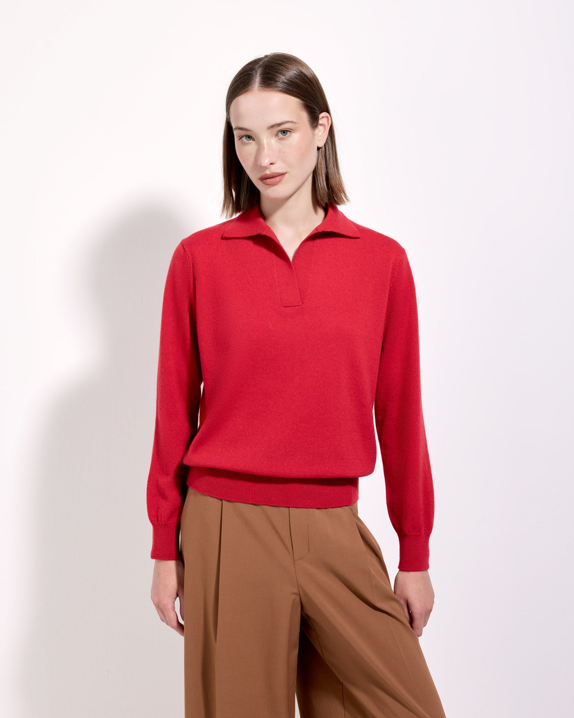 Polo skipper cashmere rosso fuoco