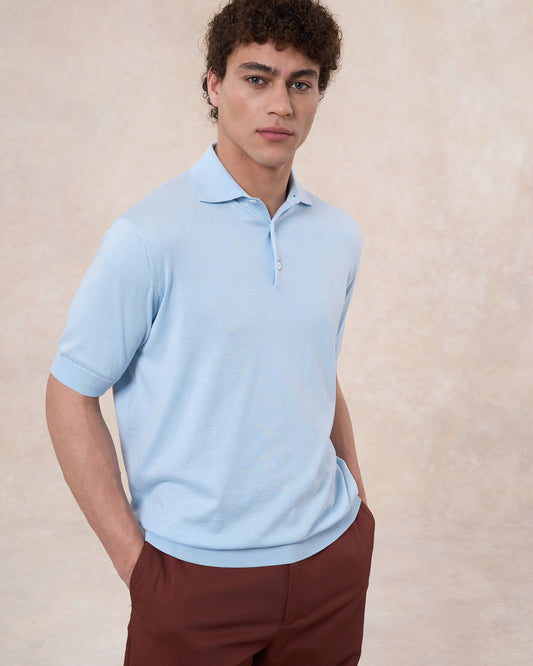 Polo grigio polvere in cotone Sea Island®