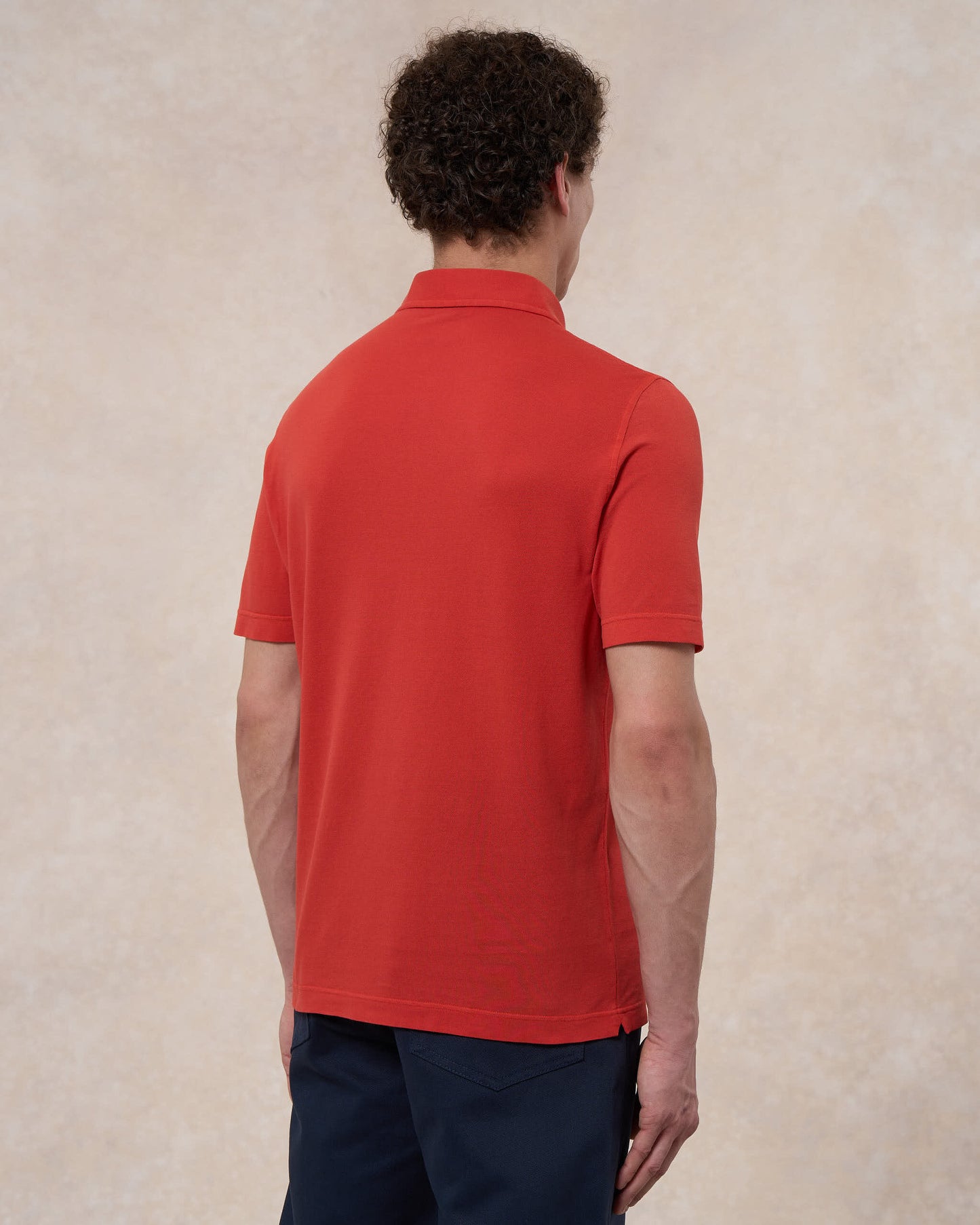 Polo rosso fuoco in cotone piqué a manica corta