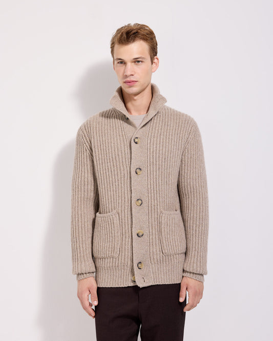 Fisherman rib buttoned cardigan