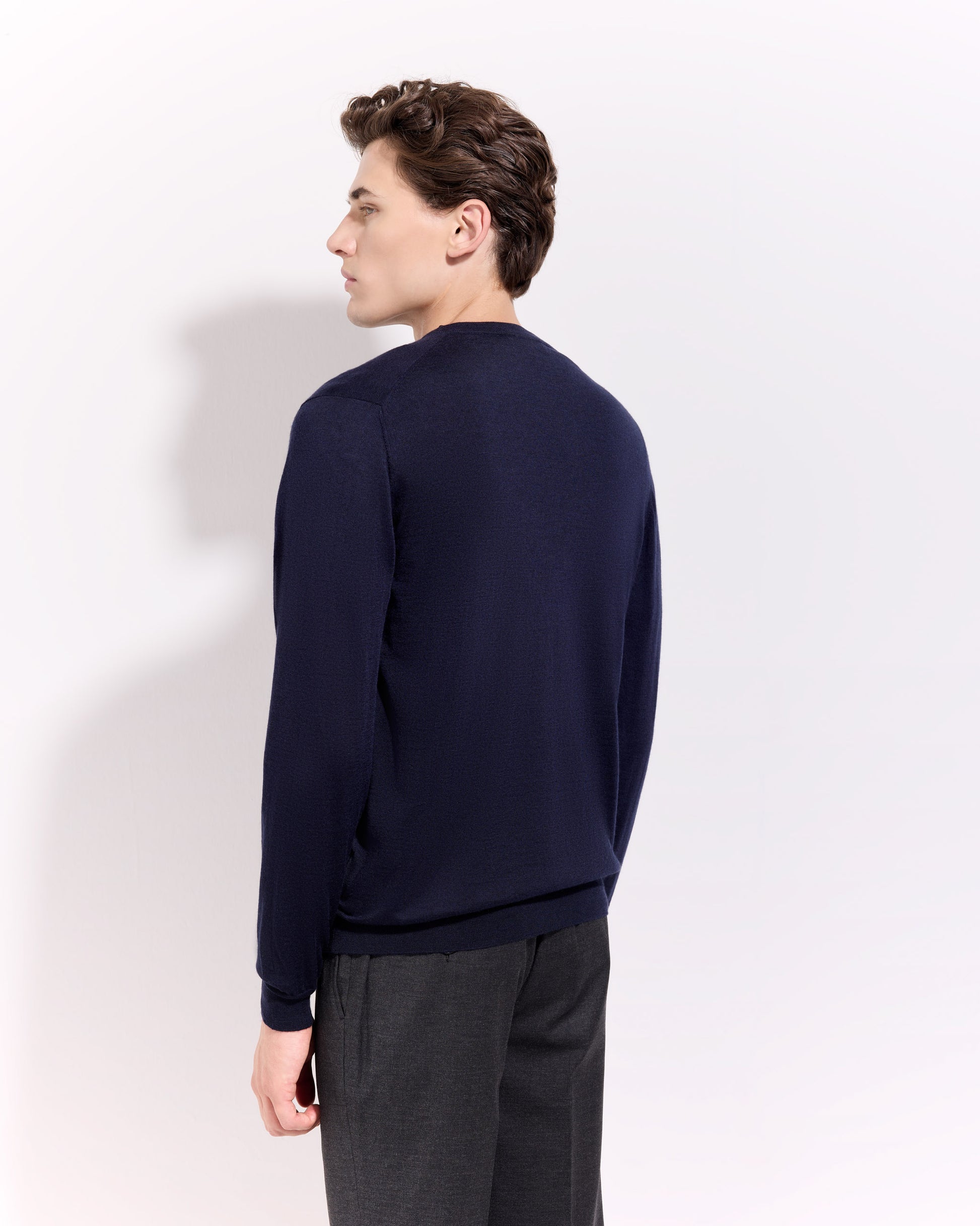 Scollo v lana seta cashmere blu navy