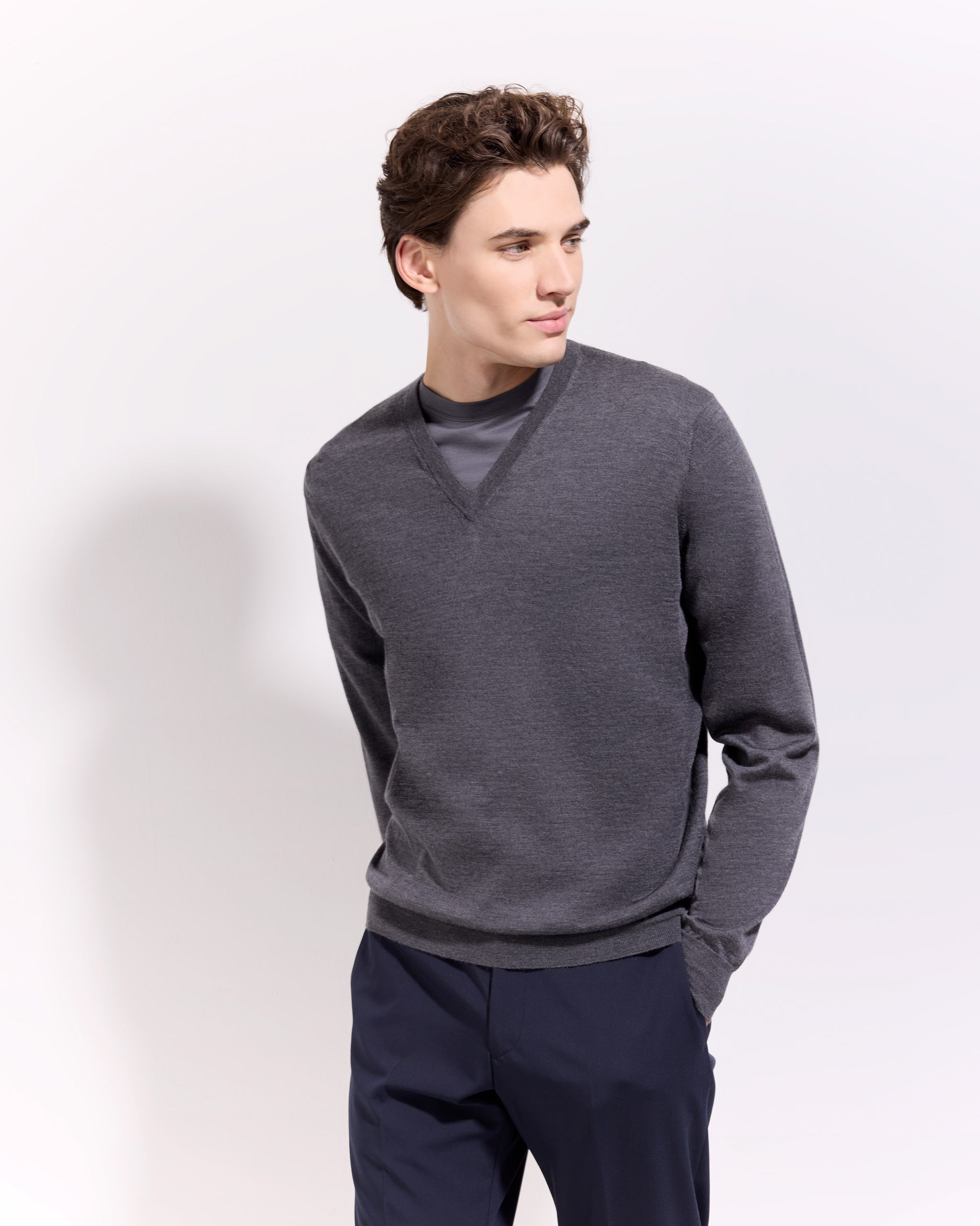 Scollo v lana seta cashmere grafite
