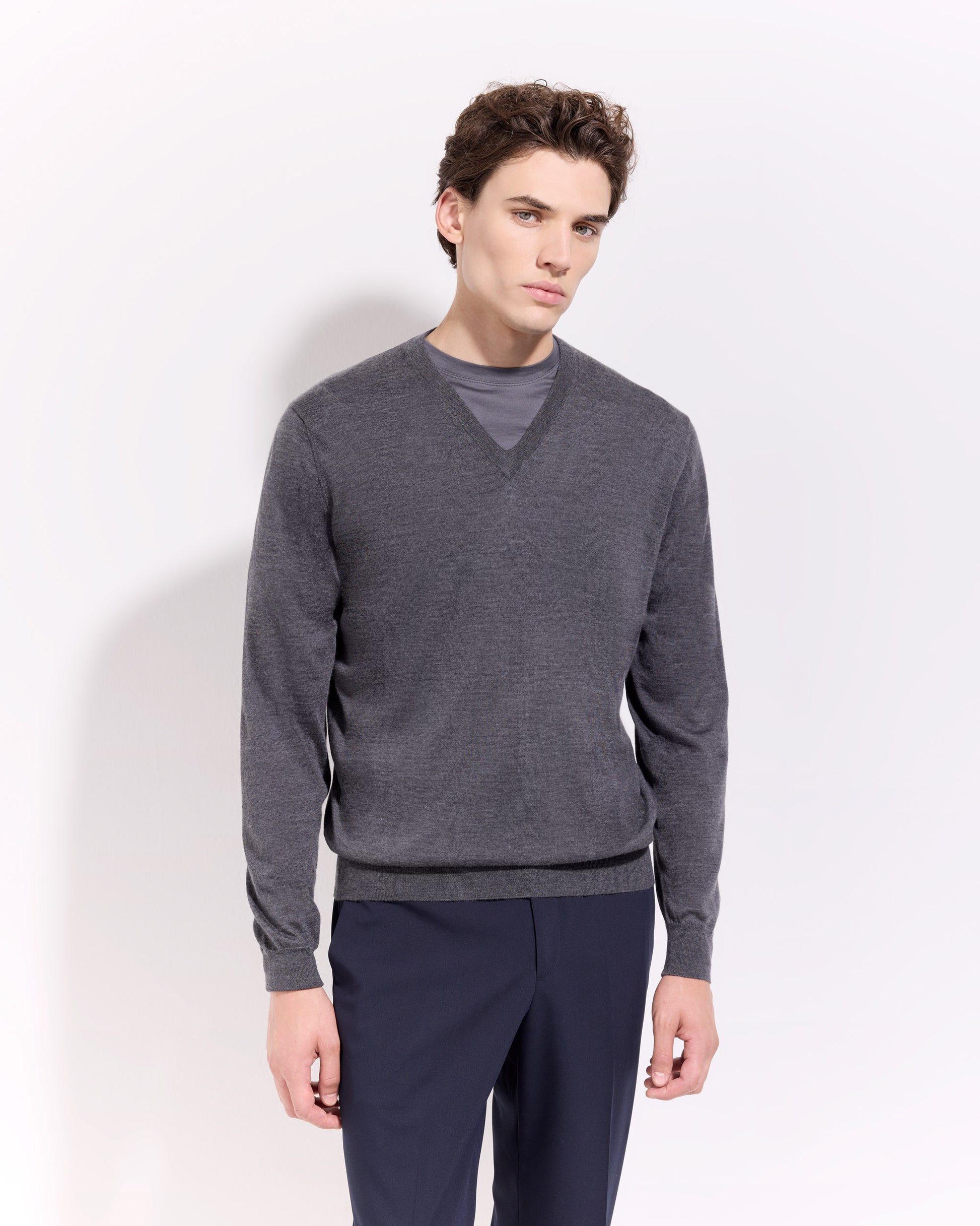 Scollo v lana seta cashmere grafite