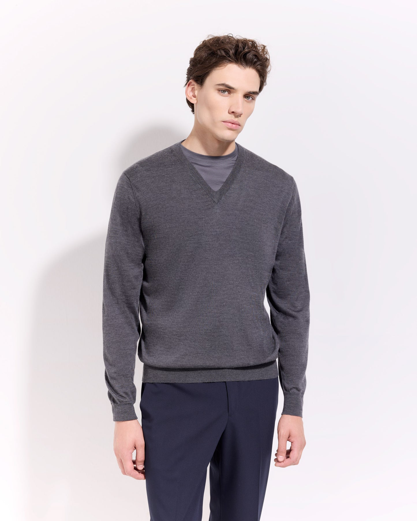Scollo v lana seta cashmere grafite