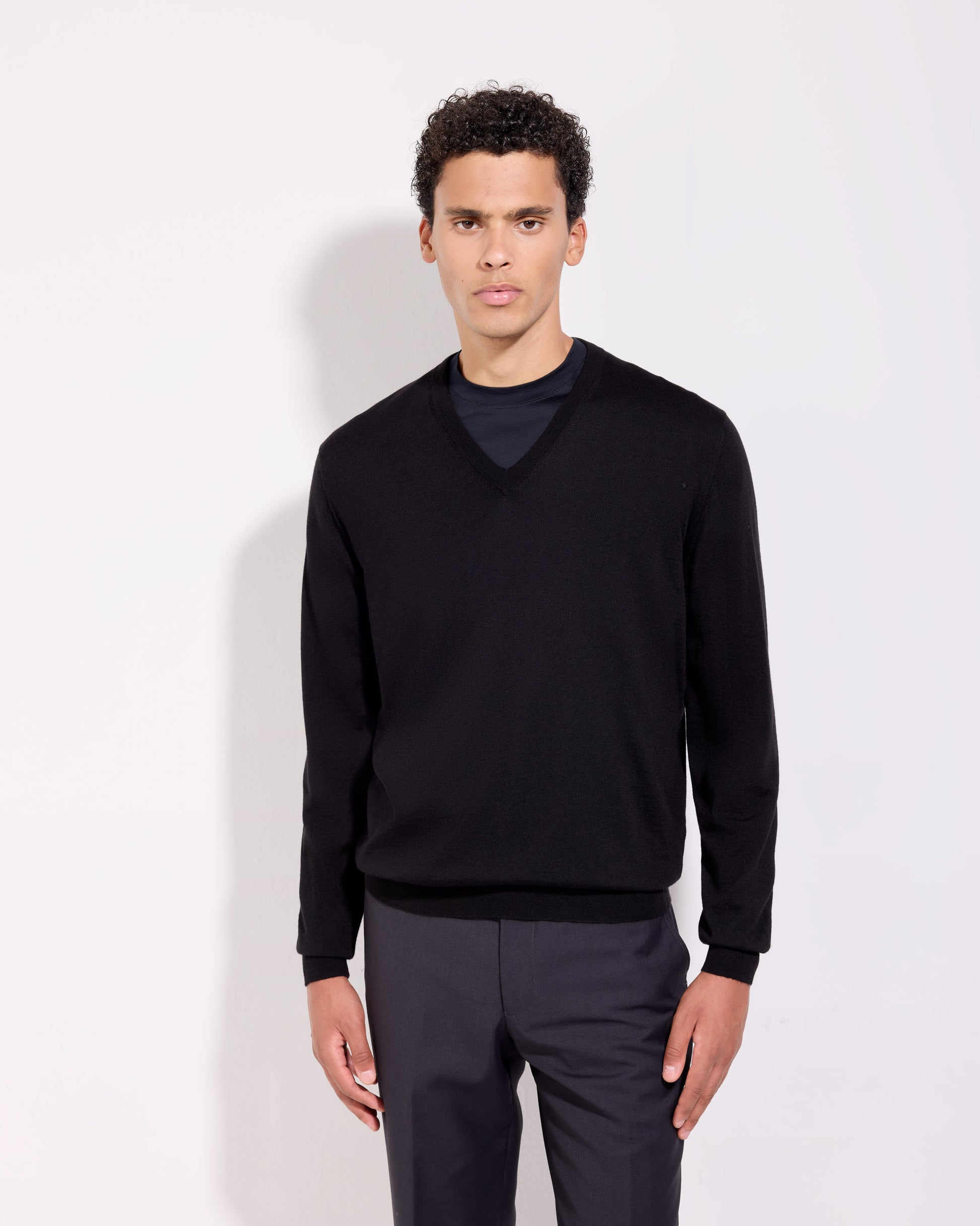 Scollo v lana seta cashmere nero