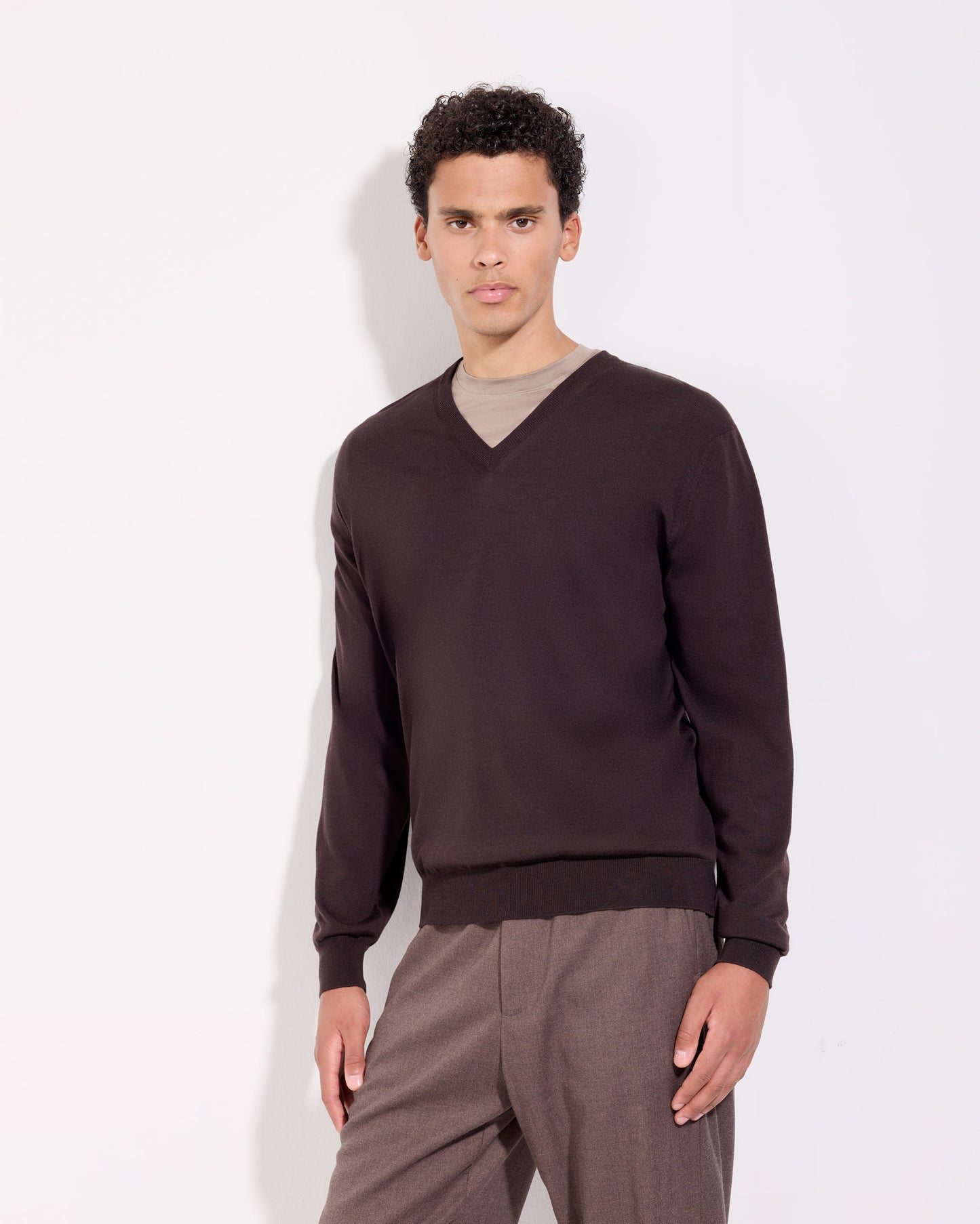 Scollo v royal merino caffè